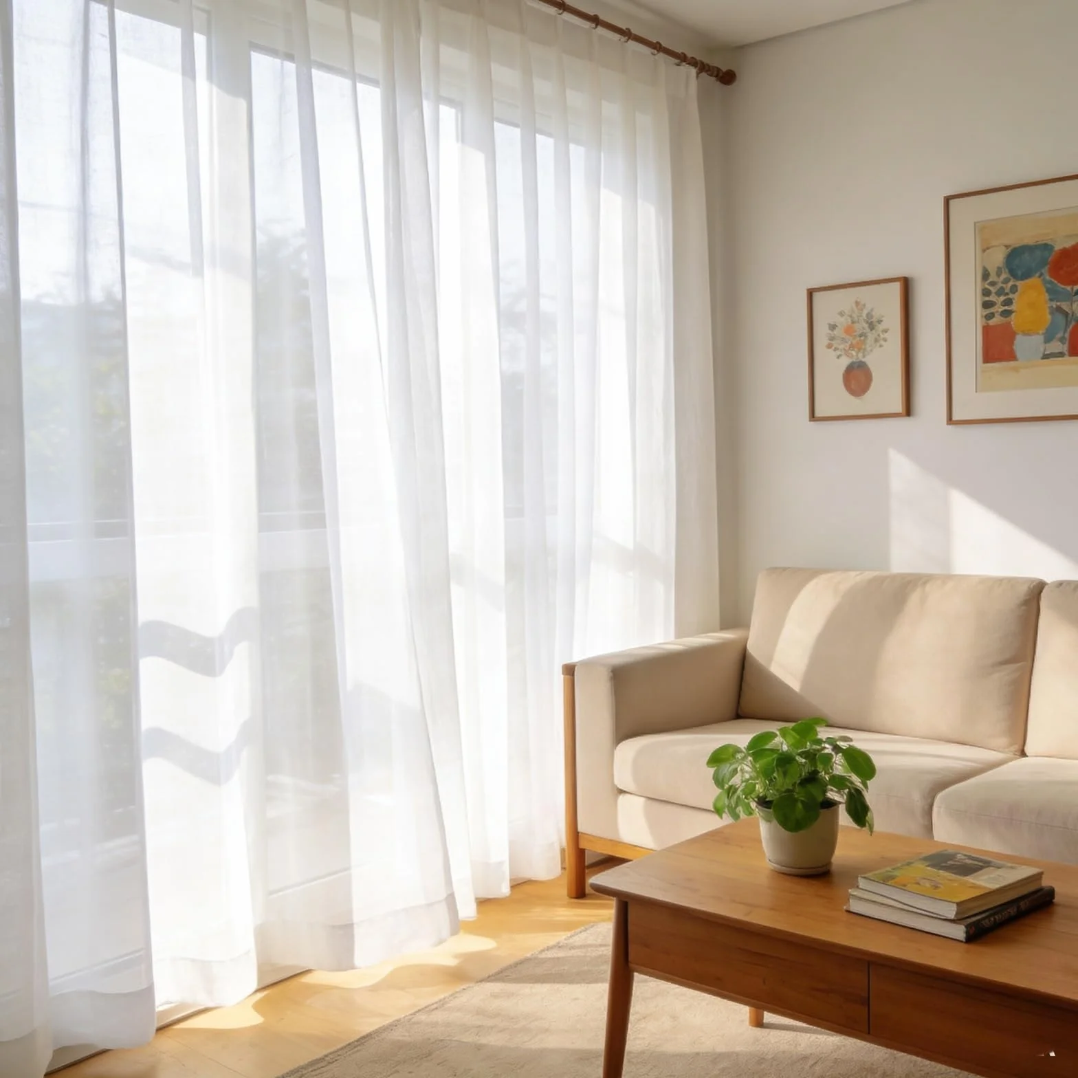 LONGCAO Tende Trasparenti 60 x 190 cm Set di 2 Pannelli in Voile Morbido 100% Poliestere Bianco