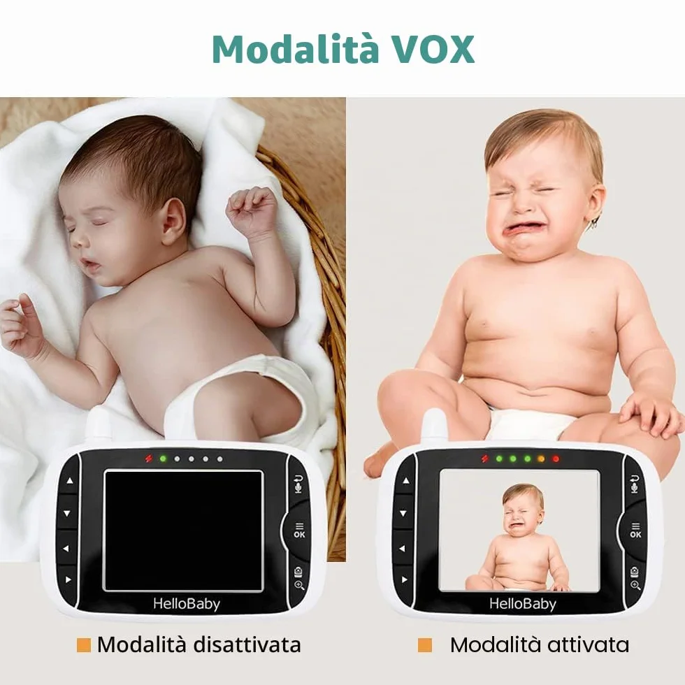HelloBaby HB65 Baby Monitor con Telecamera, Display 3,2 Pollici, Video Audio Pan-Tilt-Zoom, Visione Notturna