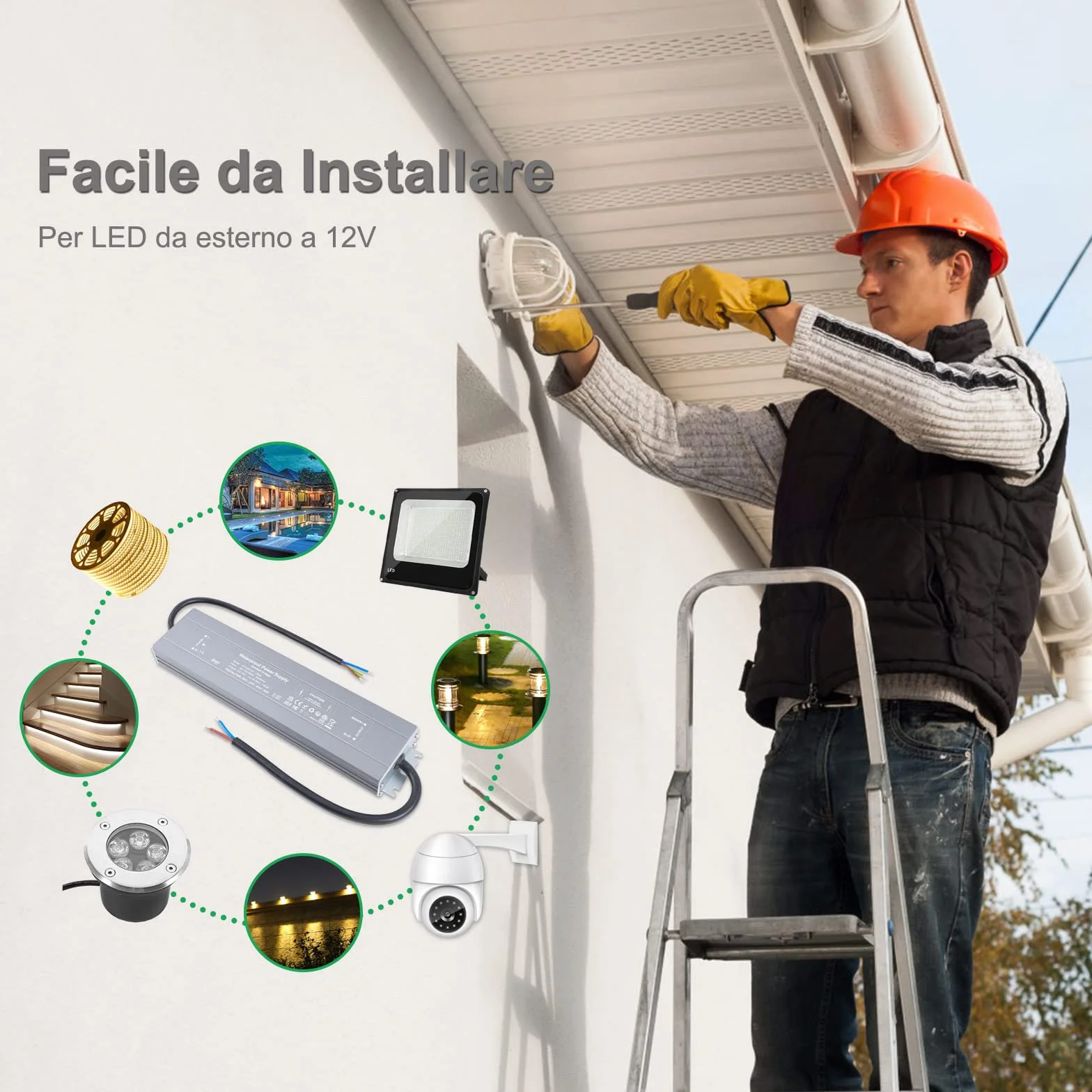 REYLAX Trasformatore LED 12V 150W Alimentatore 12.5A Impermeabile IP67 Driver LED AC 100-260V a DC 12V Trasformatori da Esterno Adattatore Led a Tensione Costante Power Supply Bassa Tensione