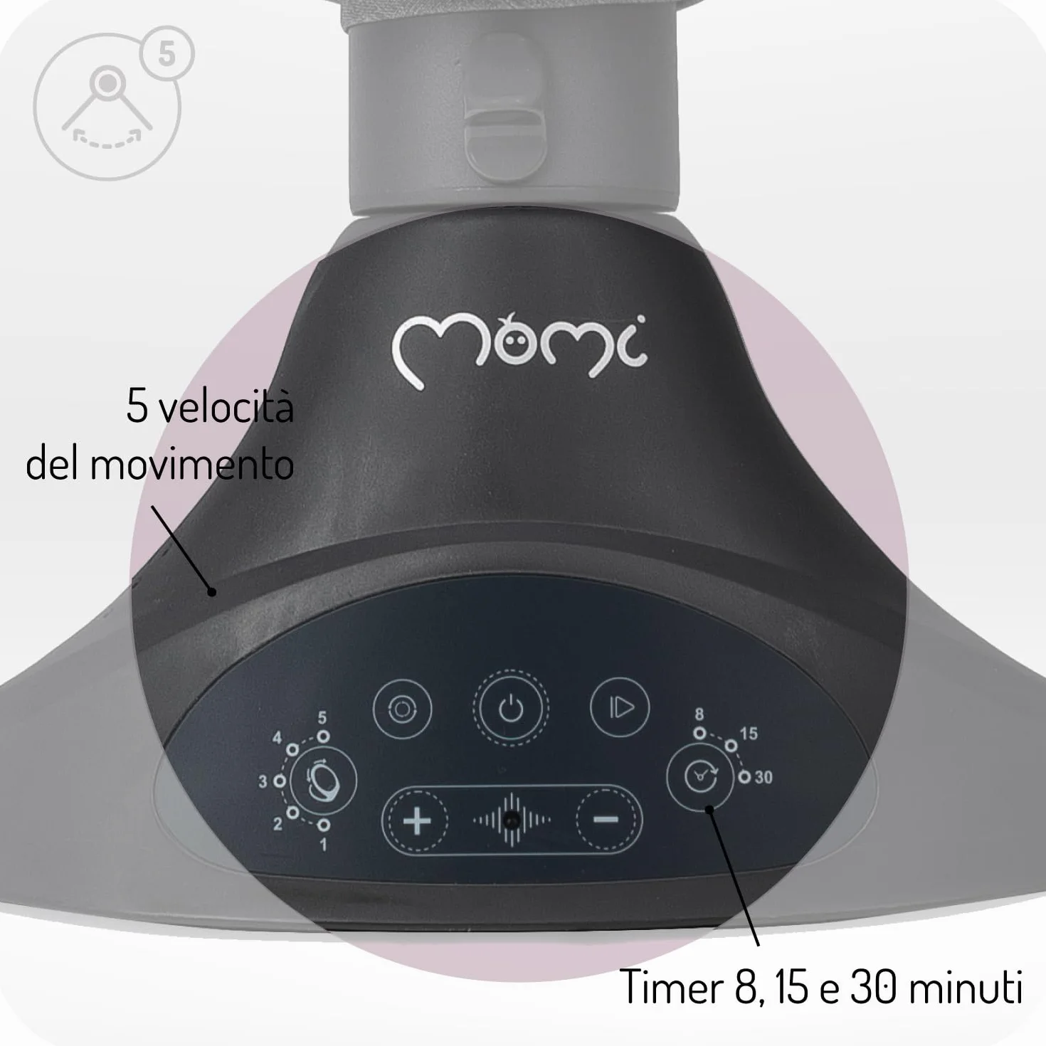 MoMi KENANI Sdraietta per bambini pieghevole 9 kg telecomando Bluetooth cintura sicurezza 5 punti