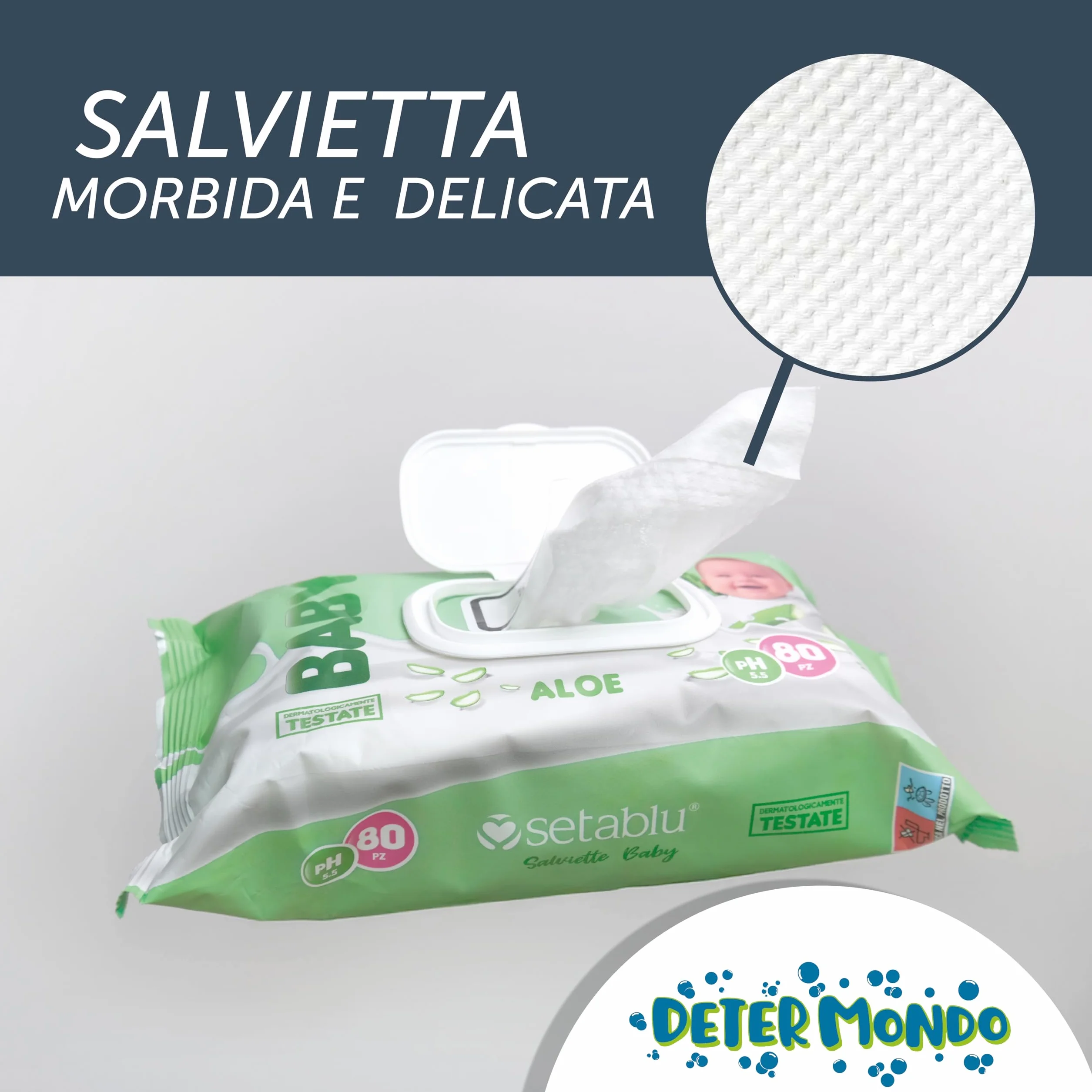 DETERMONDO 880 Salviette Neonato Igienizzanti Umidificate all'Aloe Senza Alcool, 11x80 Confezioni