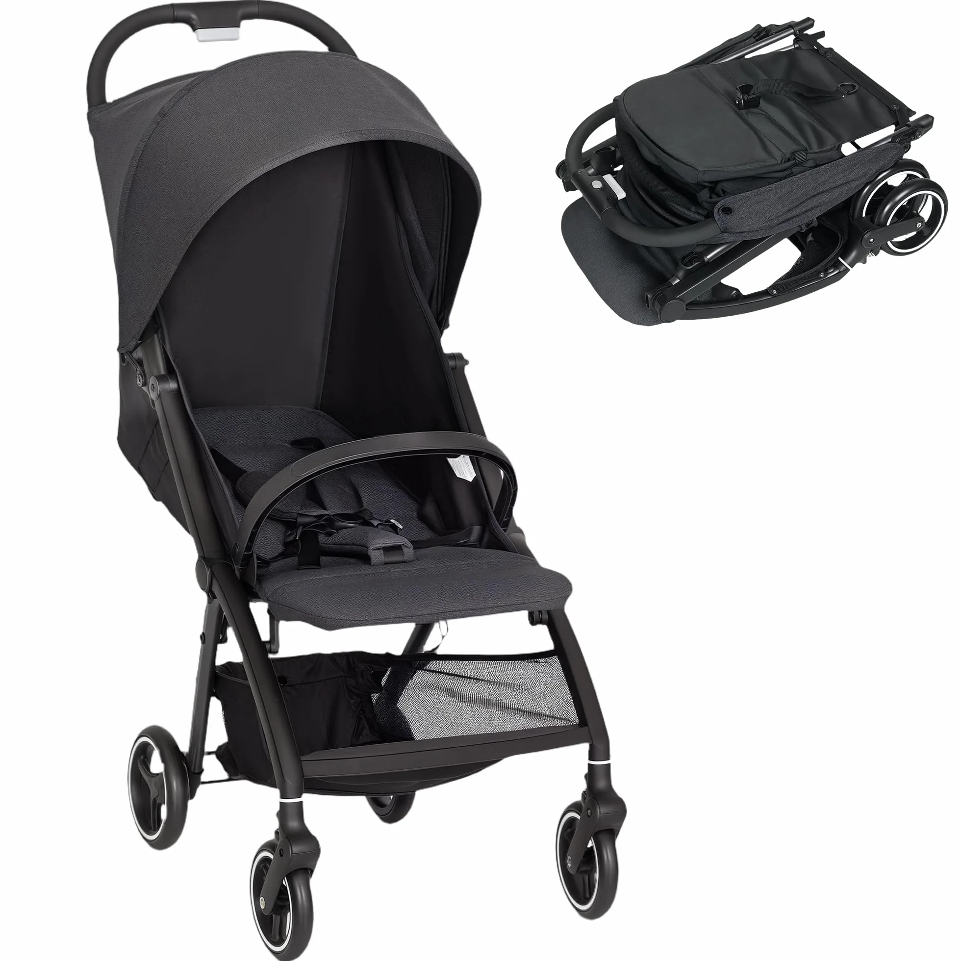 AIYAPLAY Passeggino Leggero Pieghevole 6,3kg per Bambini 0-3 Anni, Fino a 15 kg, Grigio
