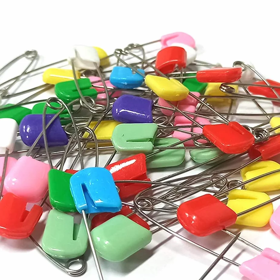 Spille da Balia 50 PCS Spille di Sicurezza Grandi Piccole con Testa Colorata Clip in Plastica
