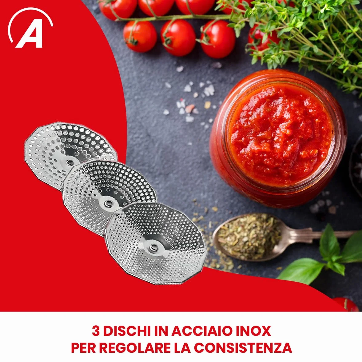 Ardes VEGGY Macchina Elettrica per Purè e Creme, 3 Dischi da Taglio in Acciaio Inox