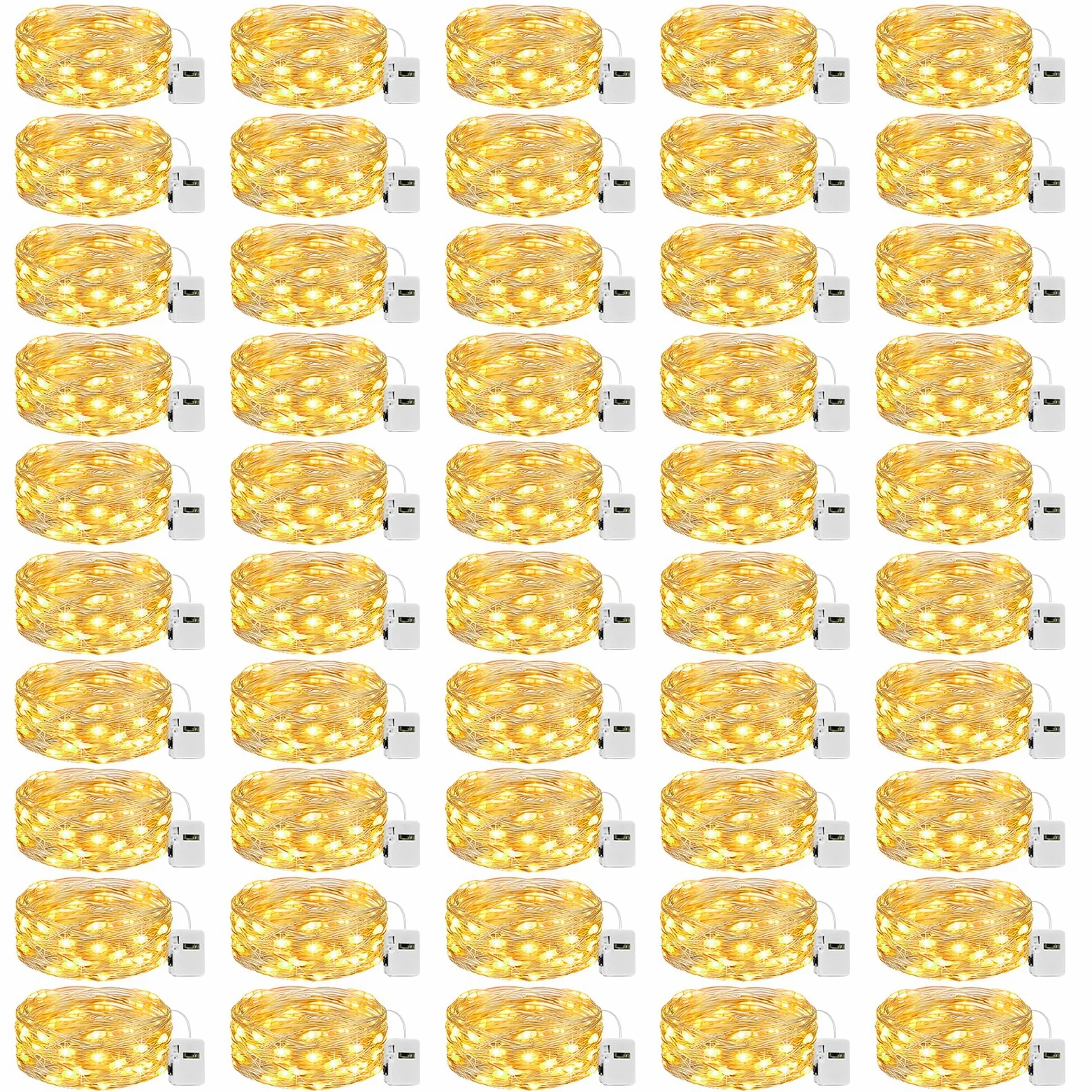 litogo Confezione da 50 lucine LED a batteria, 2,2 m, 20 LED, 3 modalità, mini lucine scintillanti, impermeabili, per matrimoni, barattoli, feste, decorazioni natalizie, bianco caldo