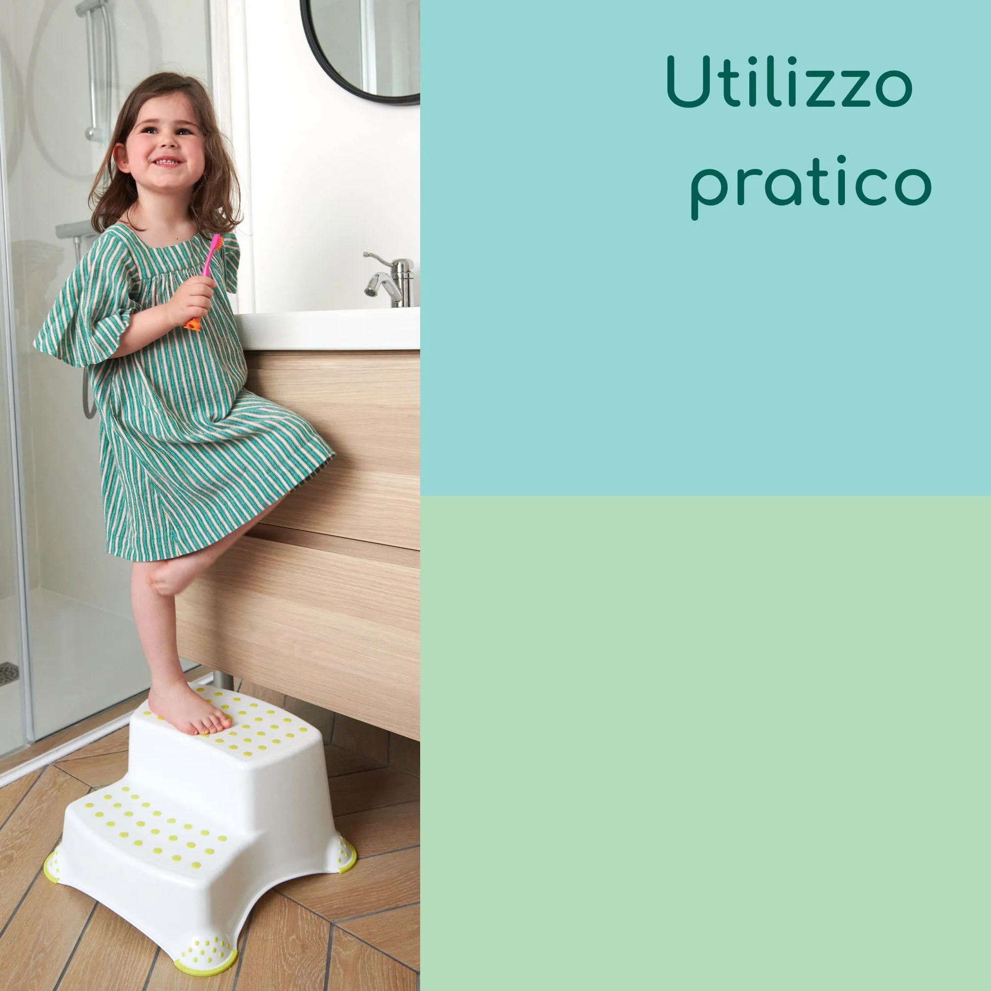 Bebeconfort Scaletta a due gradini sgabello bambini pedana bagno Bianco/Lime
