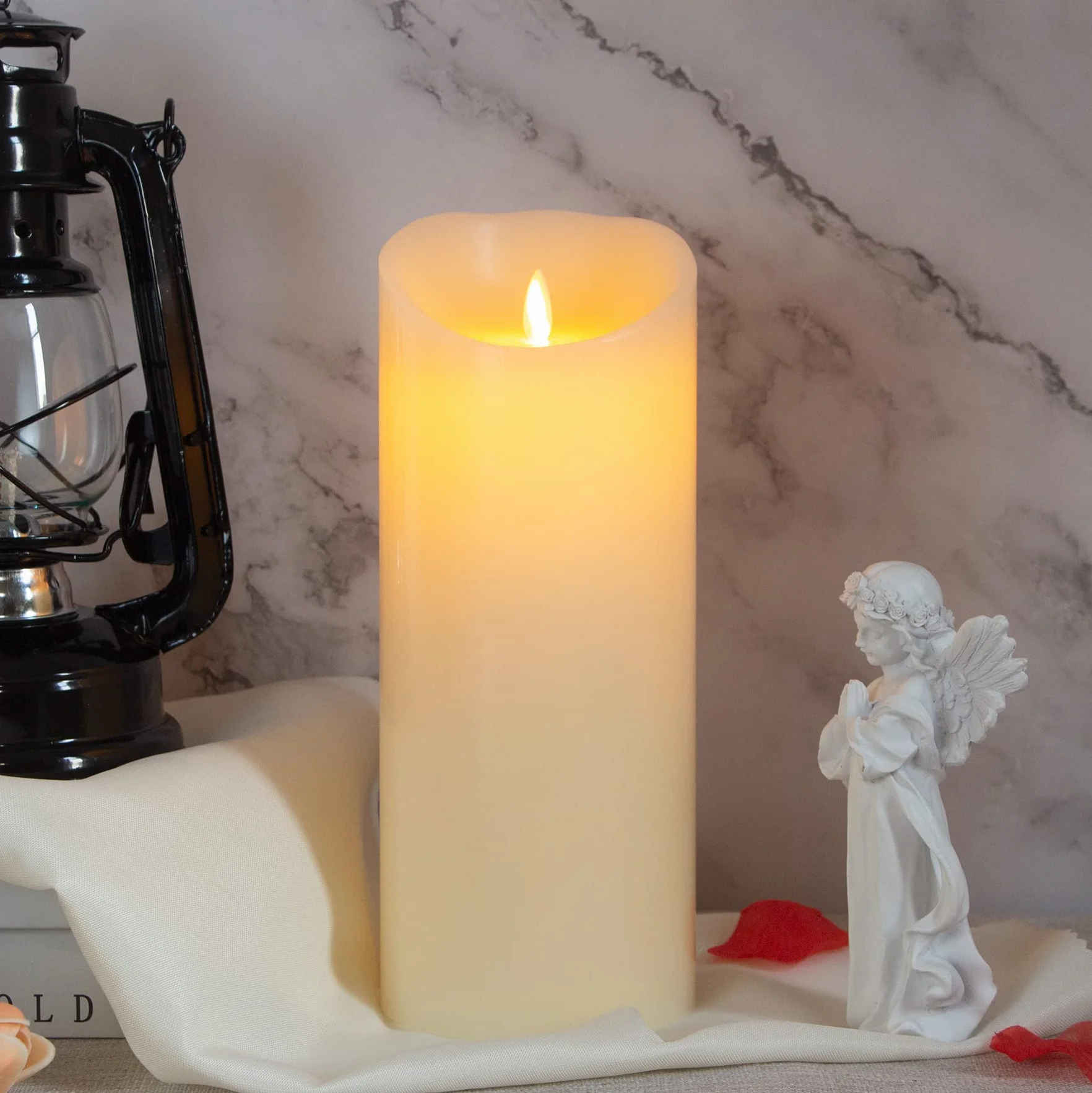 Candele LED Tremolanti Senza Fiamma Con Telecomando - 10 x 25CM, a Batteria, Tempistica, Pilastro di Cera Reale, Avorio - Confezione da 2 Elettriche Finte di Lunga Durata