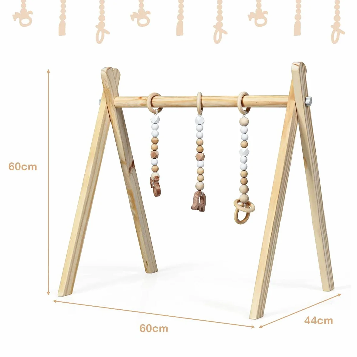 Palestrina Neonato Legno Montessori RELAX4LIFE con 3 Catene Diverse Rimovibili Baby Gym Multifunzione
