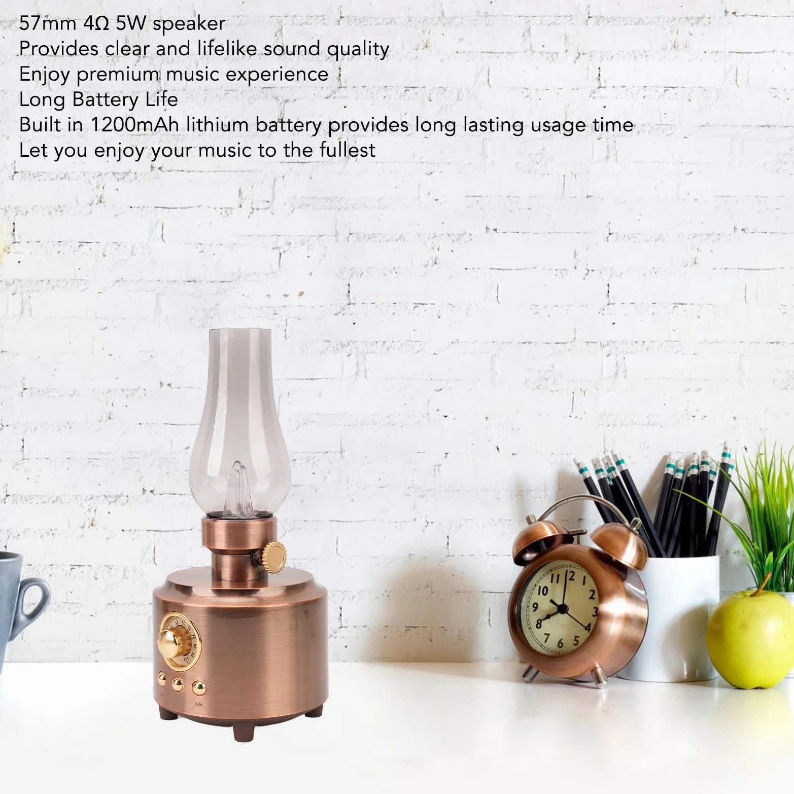 Lampada da Tavolo Vintage con Altoparlante Bluetooth, 5W, per | Wireless, USB, ingresso AUX, batteria a lunga durata, luce soffusa