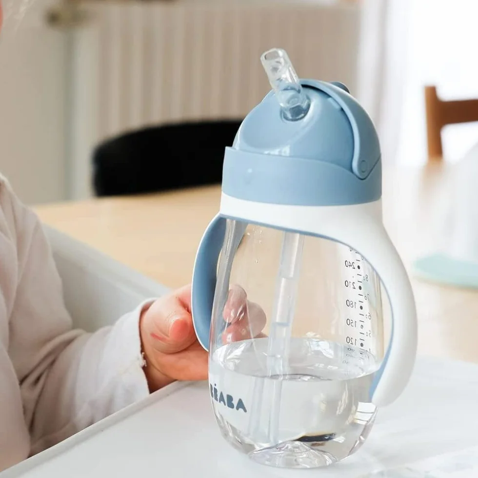 BÉABA Biberon Tazza di Apprendimento 2 in 1 300 ml Tritan Silicone Blu