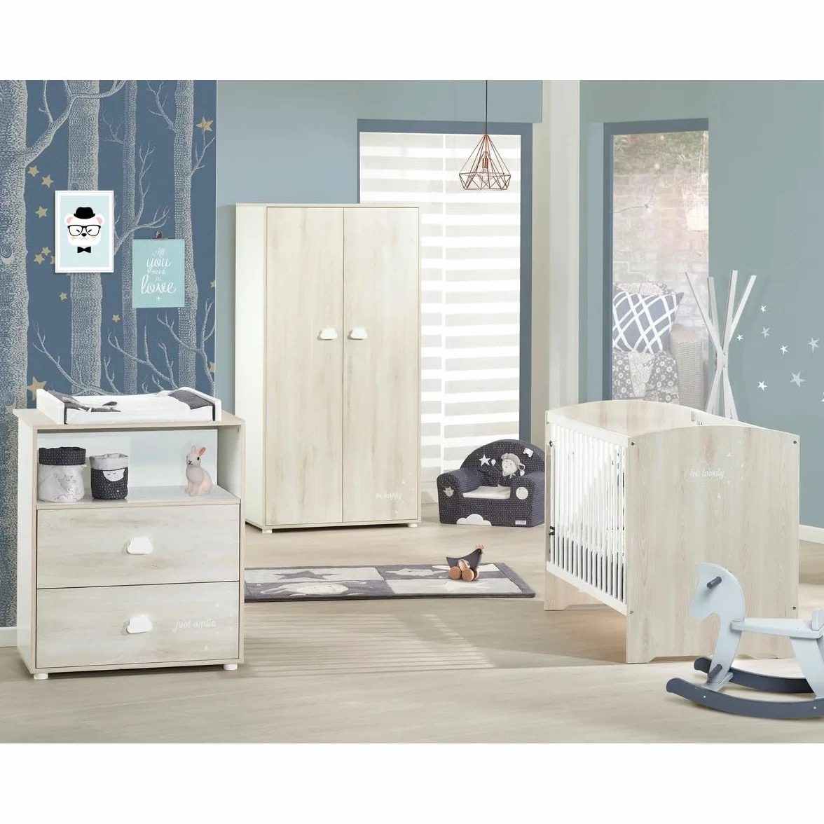 Armadio 2 ante per cameretta bambini 85x168x57 cm