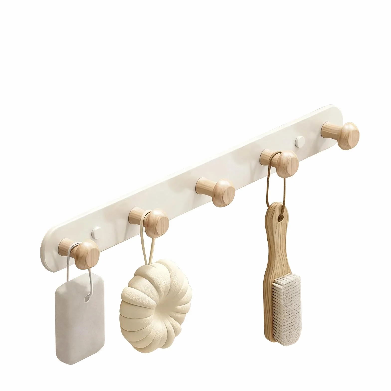 Appendiabiti da Parete in Legno Bianco 5 Ganci 36 cm x 3,2 cm