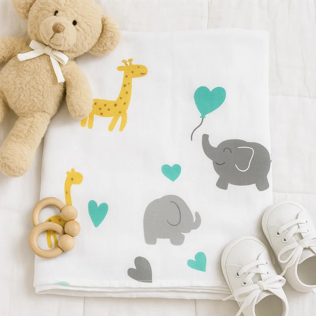 HOMYBABY® Mussola Bebe Cotone Biologico 120x120 - Coperta Neonato Salvietta Mantita