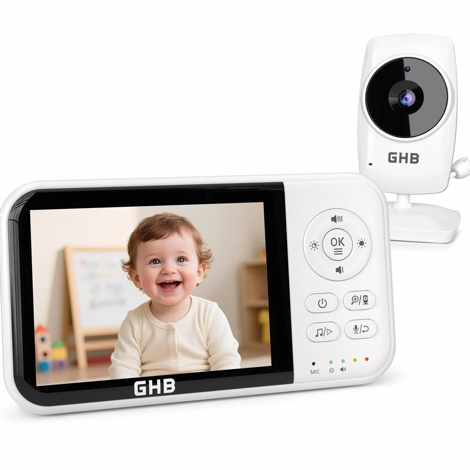 Baby Monitor con Telecamera 3.2'' 2100mAh Visione Notturna VOX Rilevamento Temperatura Interfono Bidirezionale