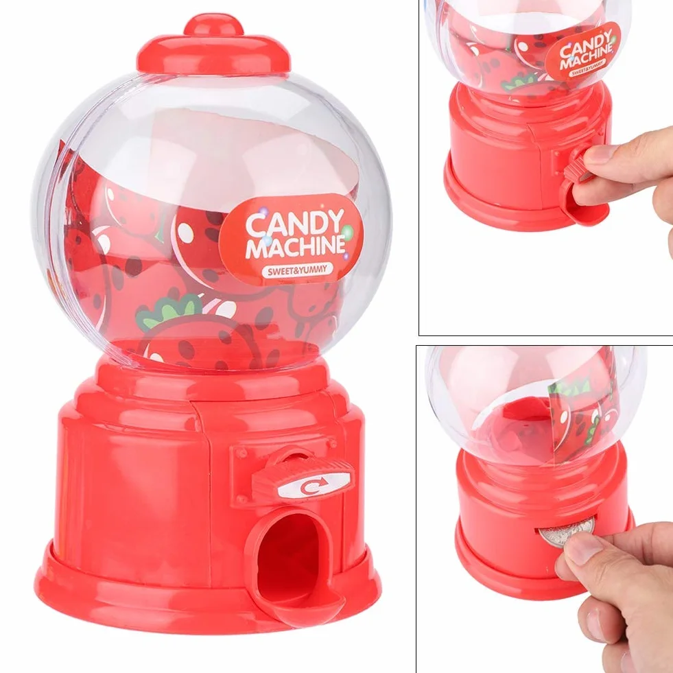 Dispenser di plastica per bambini Gumballs macchina caramella portatile Rosso
