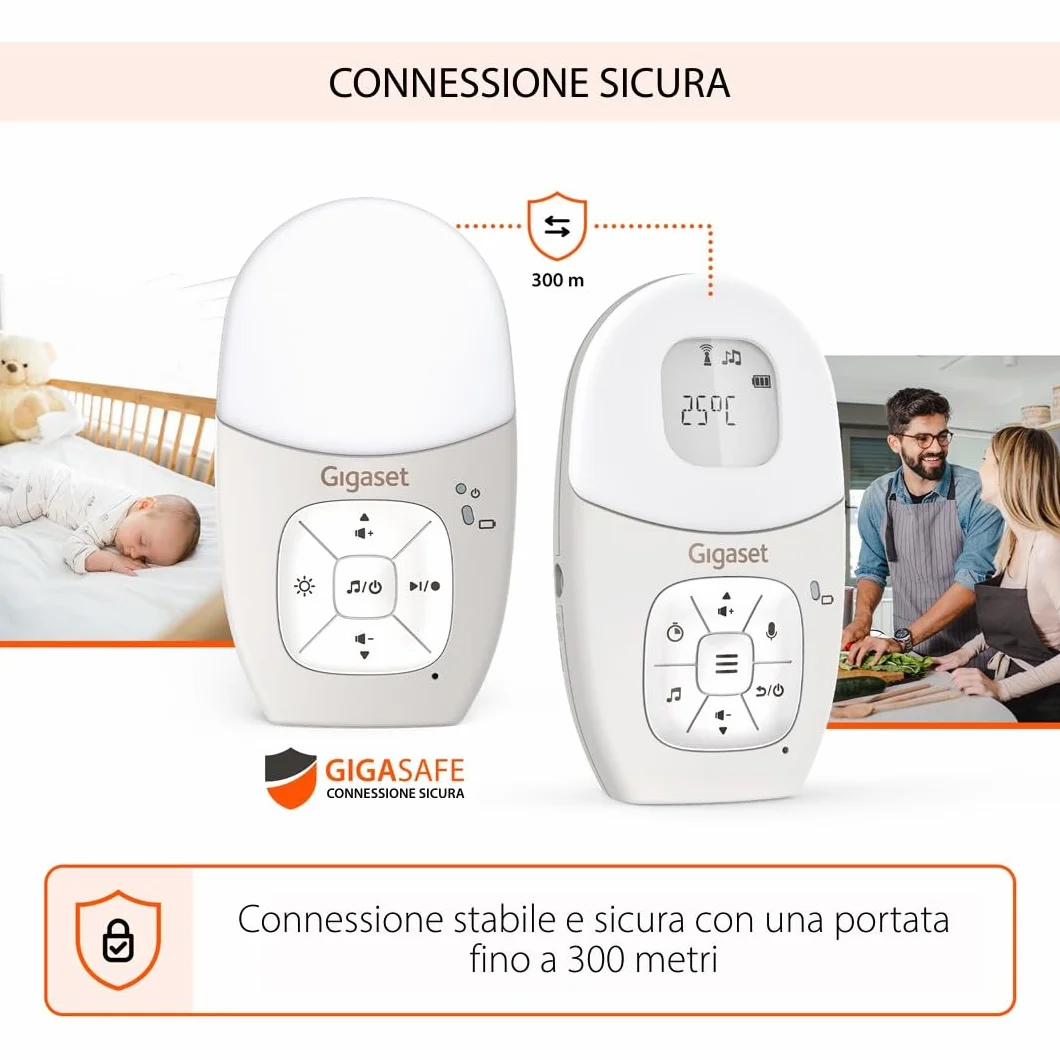 Gigaset BABY 100 Audio Baby Monitor DECT 300m Luce notturna Grigio caldo