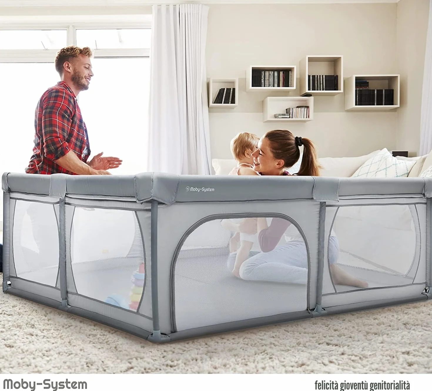 Moby-System Box Bambini 140x200 cm Recinto per Bambini Box Neonato Superficie Antiscivolo Finitura Sicura