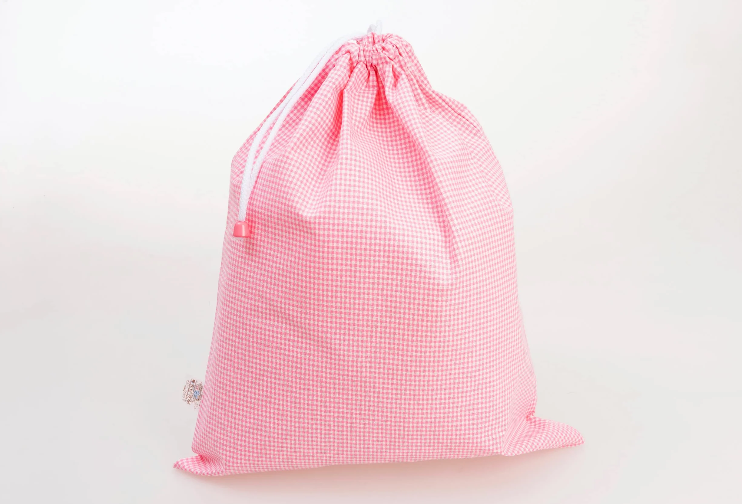 Sacchetto Asilo Quadretti Vichy Rosa 42x34 cm Tela Aida Personalizzabile Fatto in Italia