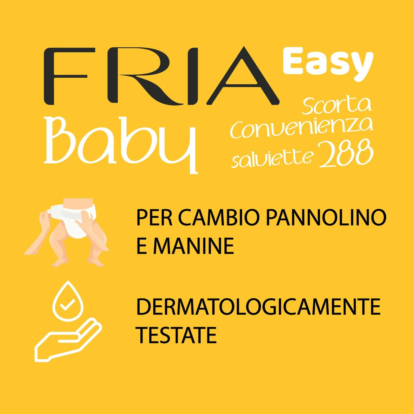 Fria Easy Baby Salviette per Cambio Pannolino con Aloe Vera e Miele, Idratanti, Dermatologicamente Testate, 288 Pezzi
