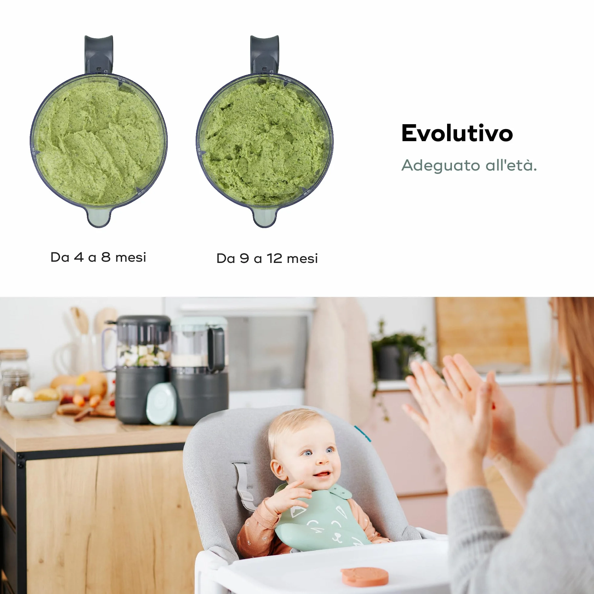 Babymoov Nutribaby One Robot Multifunzione 4 in 1 Cuocivapore Frullatore Riscalda Omogeneizzati Scongela