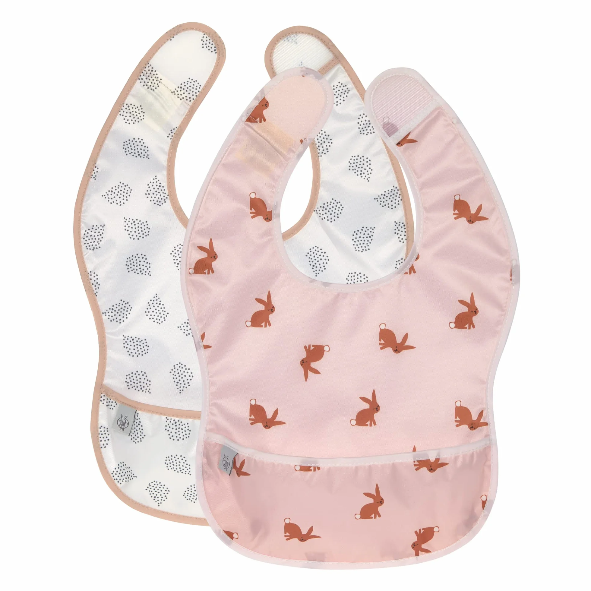 LÄSSIG Set di 2 bavaglini per neonati con chiusura in velcro idrorepellente Little Forest Rabbit