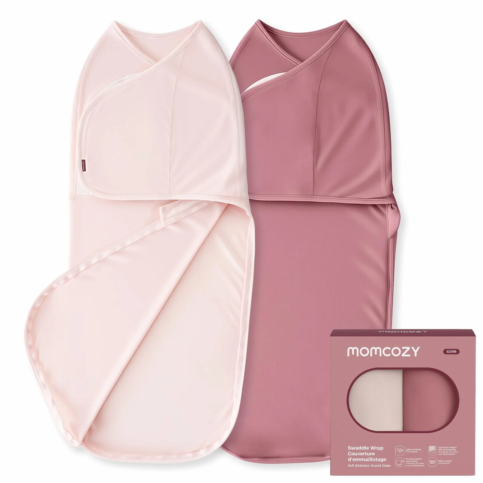 Momcozy Swaddle Neonato 0-3 Mesi 2 Pezzi Rosa