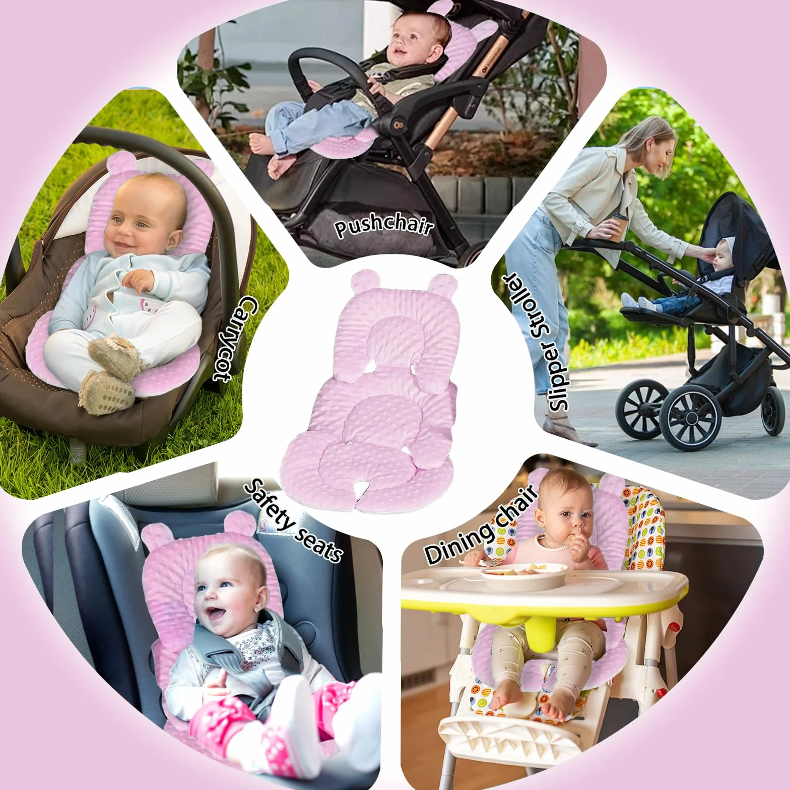 Fancysky Riduttore per Seggiolino Auto Cuscino Universale Passeggino Rosa