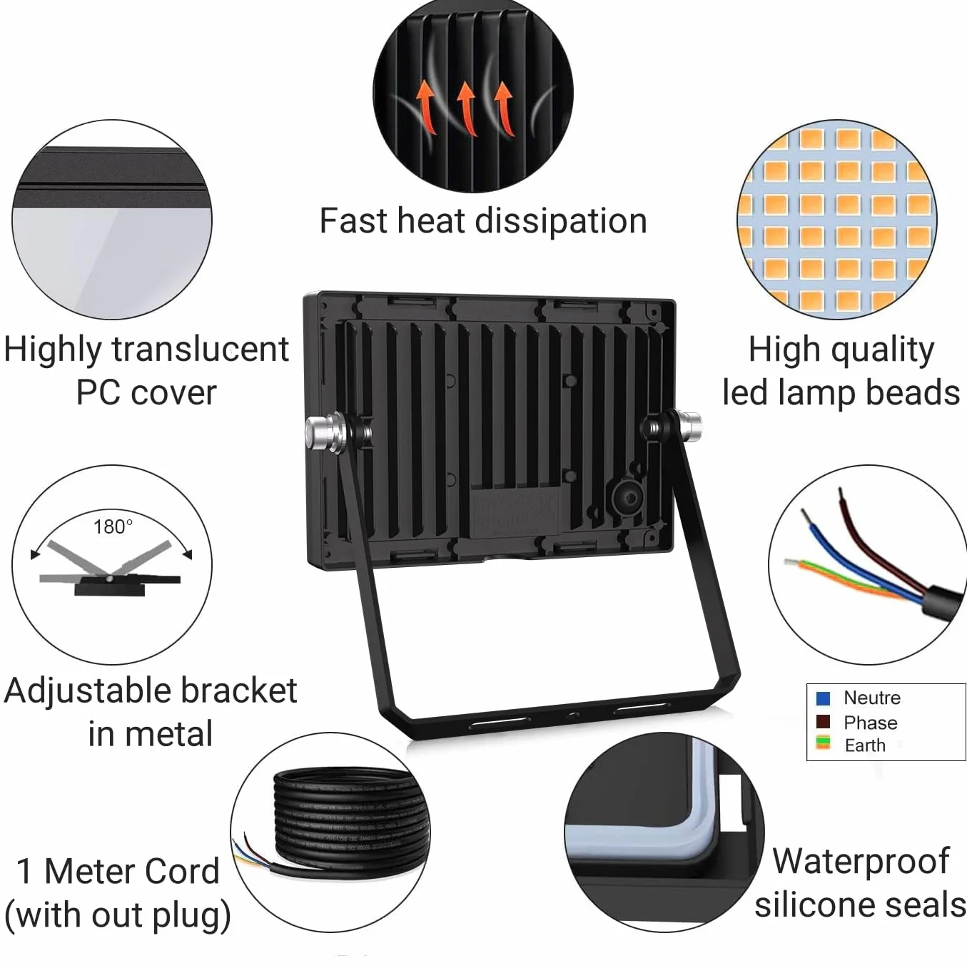MEIKEE Faretto LED da Esterno, 35W, 3000LM, Faretti a LED per Esterni Impermeabile IP66, Potenti luci 42 LED Interna ed Esterna 2700K Bianco Caldo Per Giardino Cortile Garage Piazza - 2 Pezzi