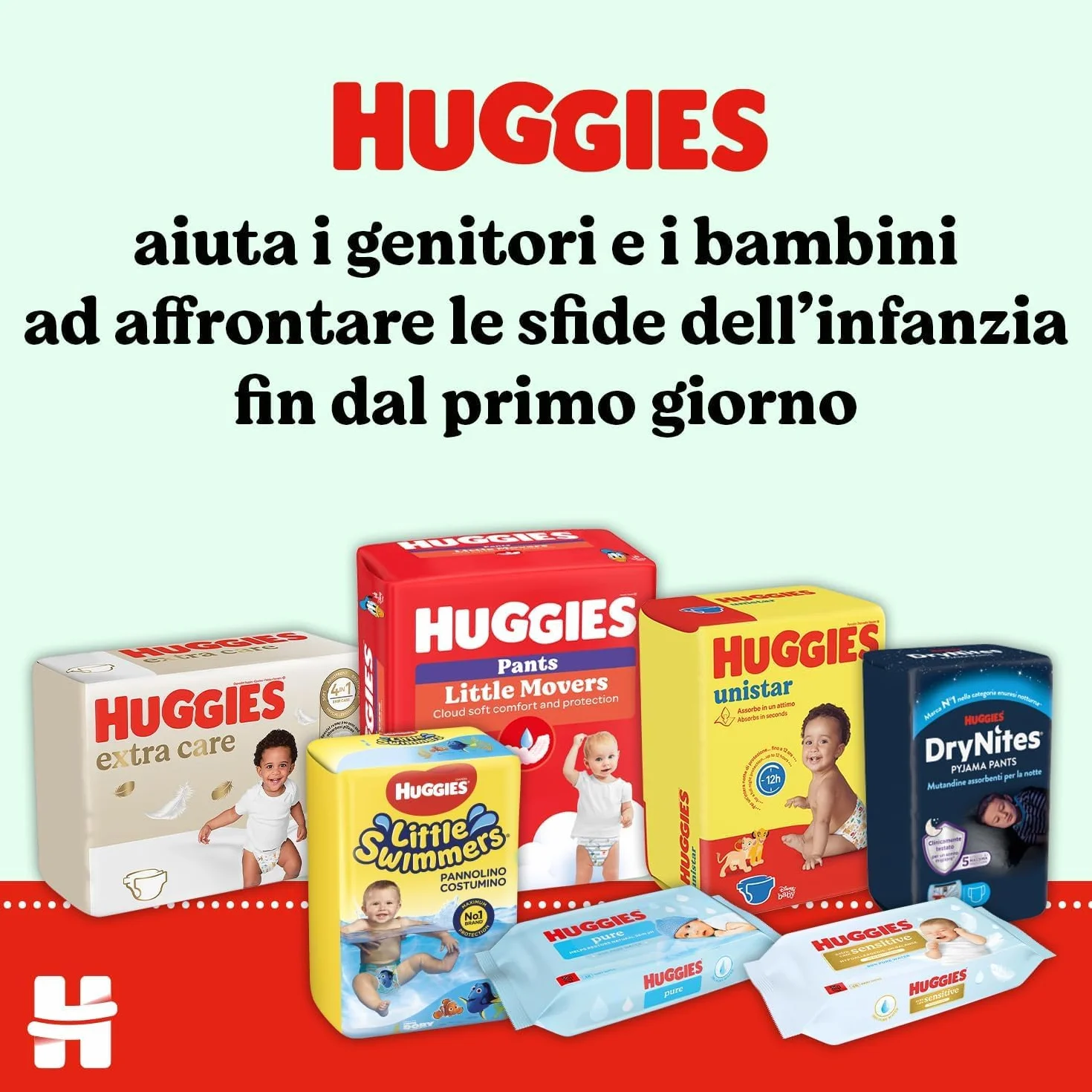 Huggies Everyday Salviette neonato 560 Salviette umidificate 99% acqua pura 65% fibre assorbenti naturali