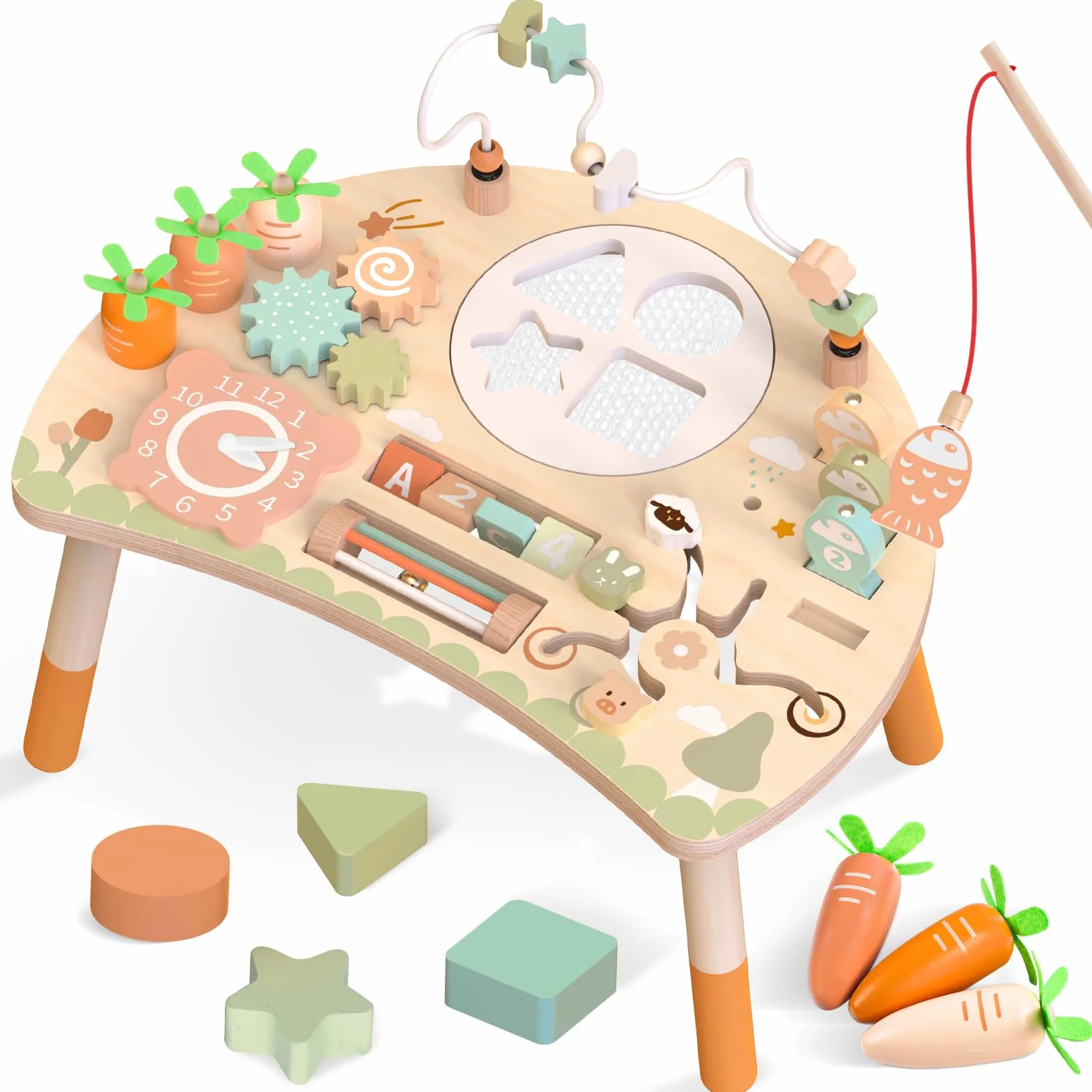 Tavolo Multiattivita Bambini Giochi Montessori 1 2 3 Anno, 9-in-1 Tavolino Bambino in Legno, Giocattoli Educativi Regalo 1+ Anni