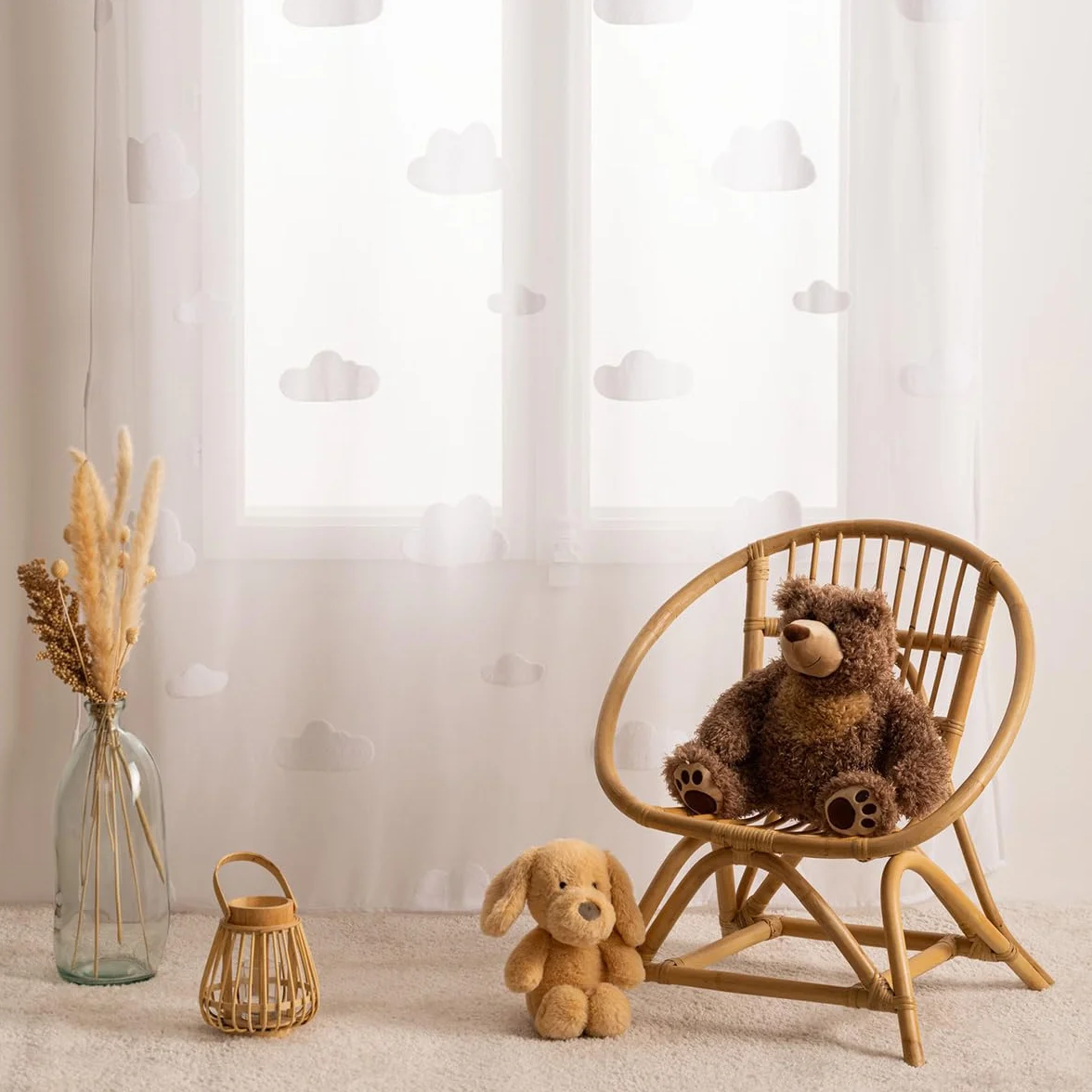 Atmosphera Tenda trasparente per bambini con motivo a nuvole Bianca 140 x 240 cm Filtrante con occhielli