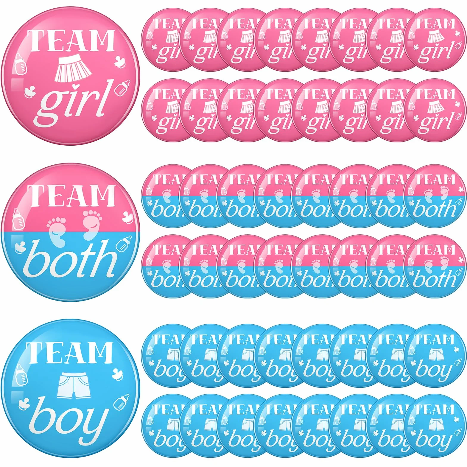 Hicarer 75 Pezzi Perni Rivelazione del Genere Spille Bottoni 1,5 Pollici Baby Shower Rosa Blu