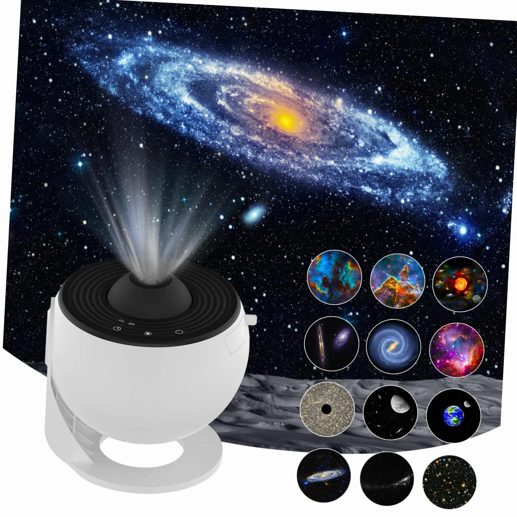HOMSFOU Proiettore Luce Notturna Romantica Nebulosa Galassia per Camera da Letto con Luce Bianca, Rotazione 12 Min, Materiali Abs+pc per Serate Film