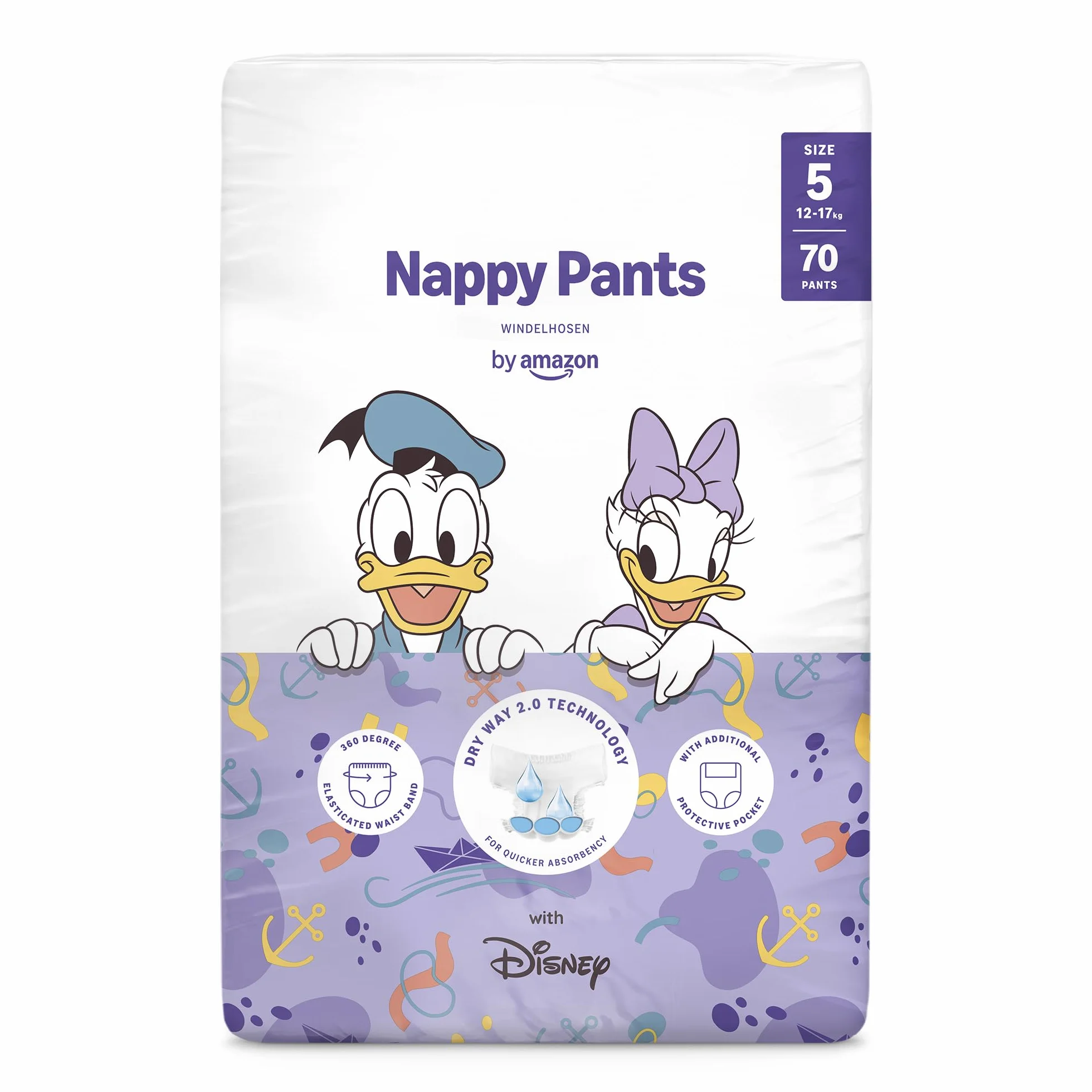 Pannolini Mutandina Disney Taglia 5 (12kg-17kg) 70 Pezzi Bianchi