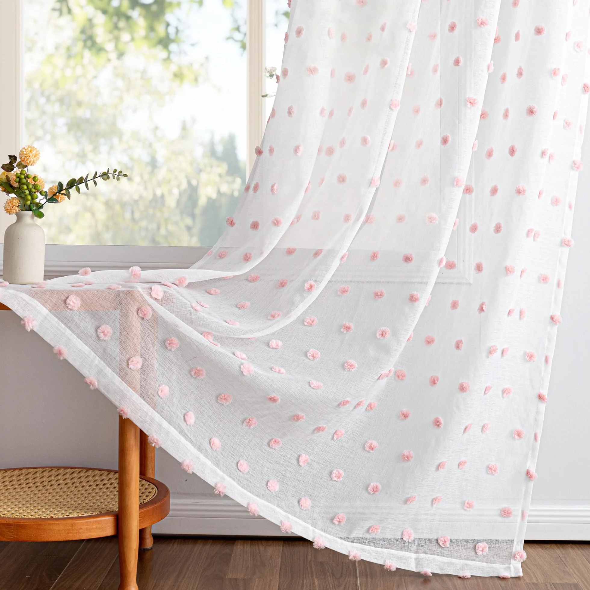 Tende con nastro arricciato trasparenti set da 2 A 175 x L 140 cm per camera dei bambini soggiorno camera da letto