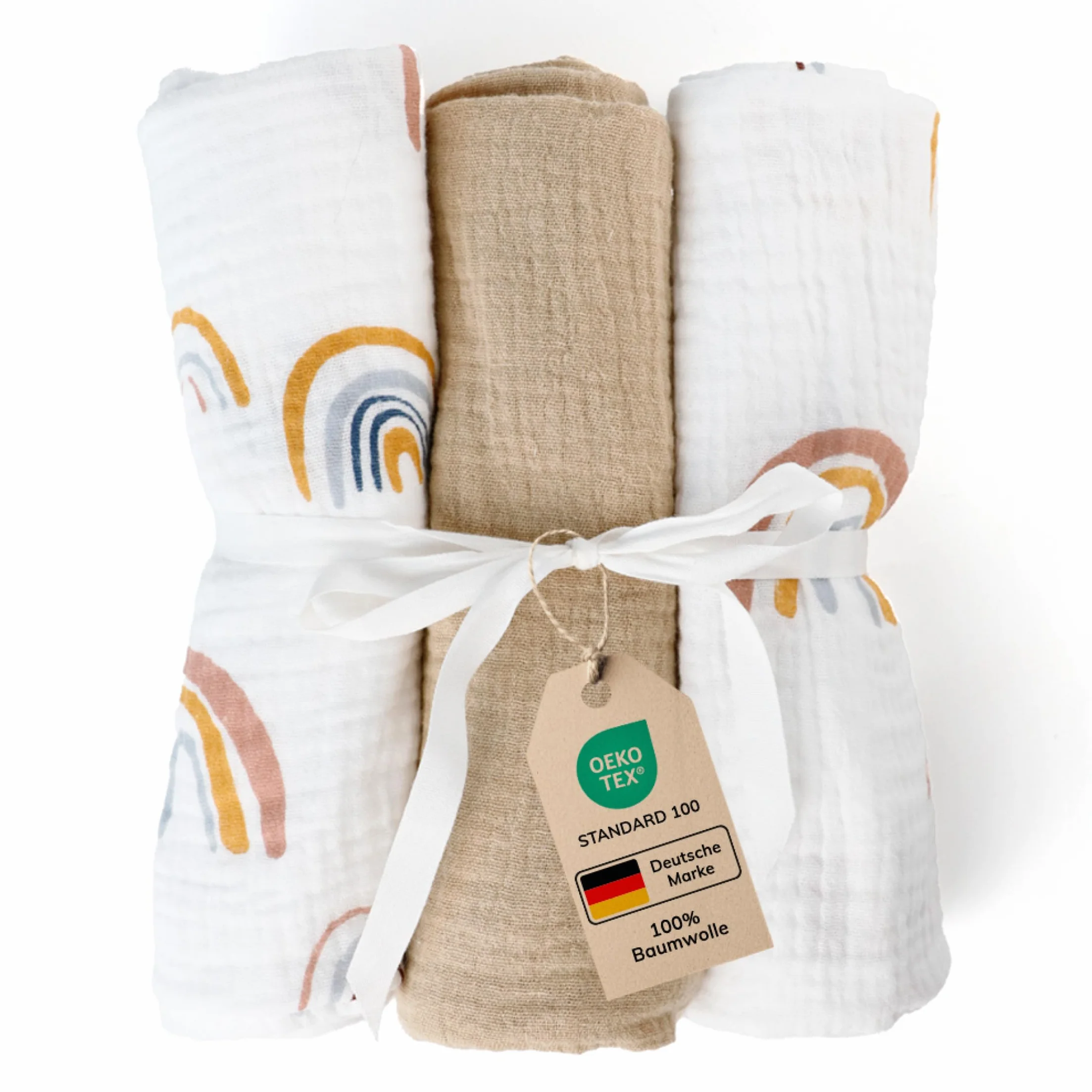 Mussole cotone 100% set di tre neonato garza