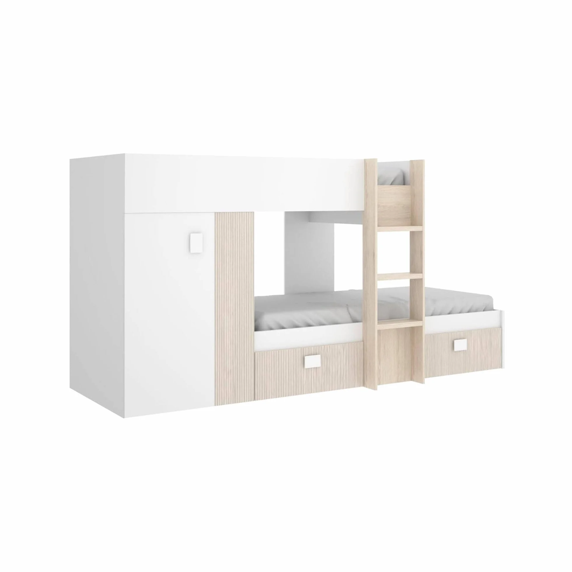 Dmora Bambini Cevedale Cameretta Completa Letto a Castello Due Lettini Singoli 271x111h150 cm Bianco e Rovere
