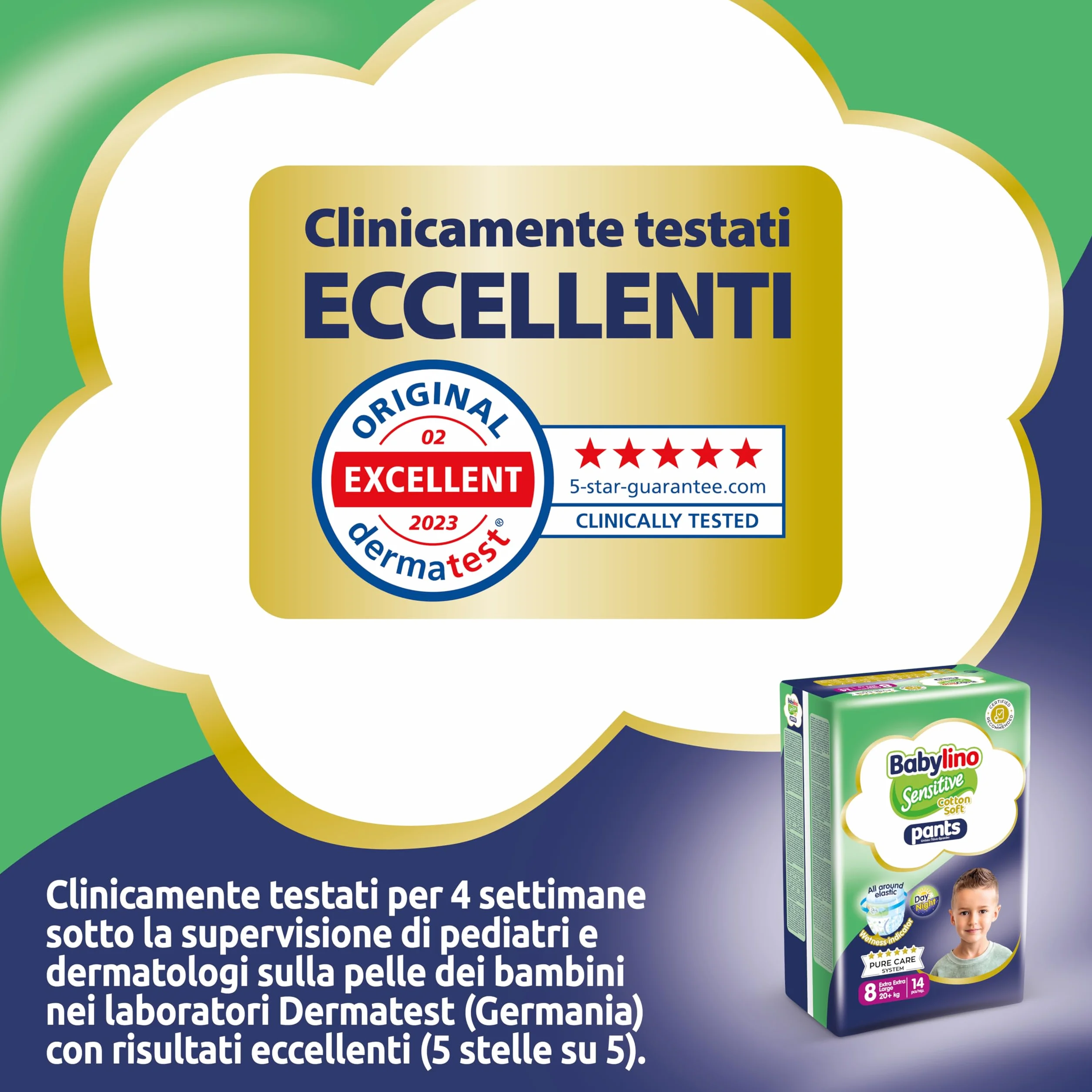 Babylino Sensitive Cotton Soft Pannolini Mutandina Taglia 8 XXL 20+ Kg 14 Unità