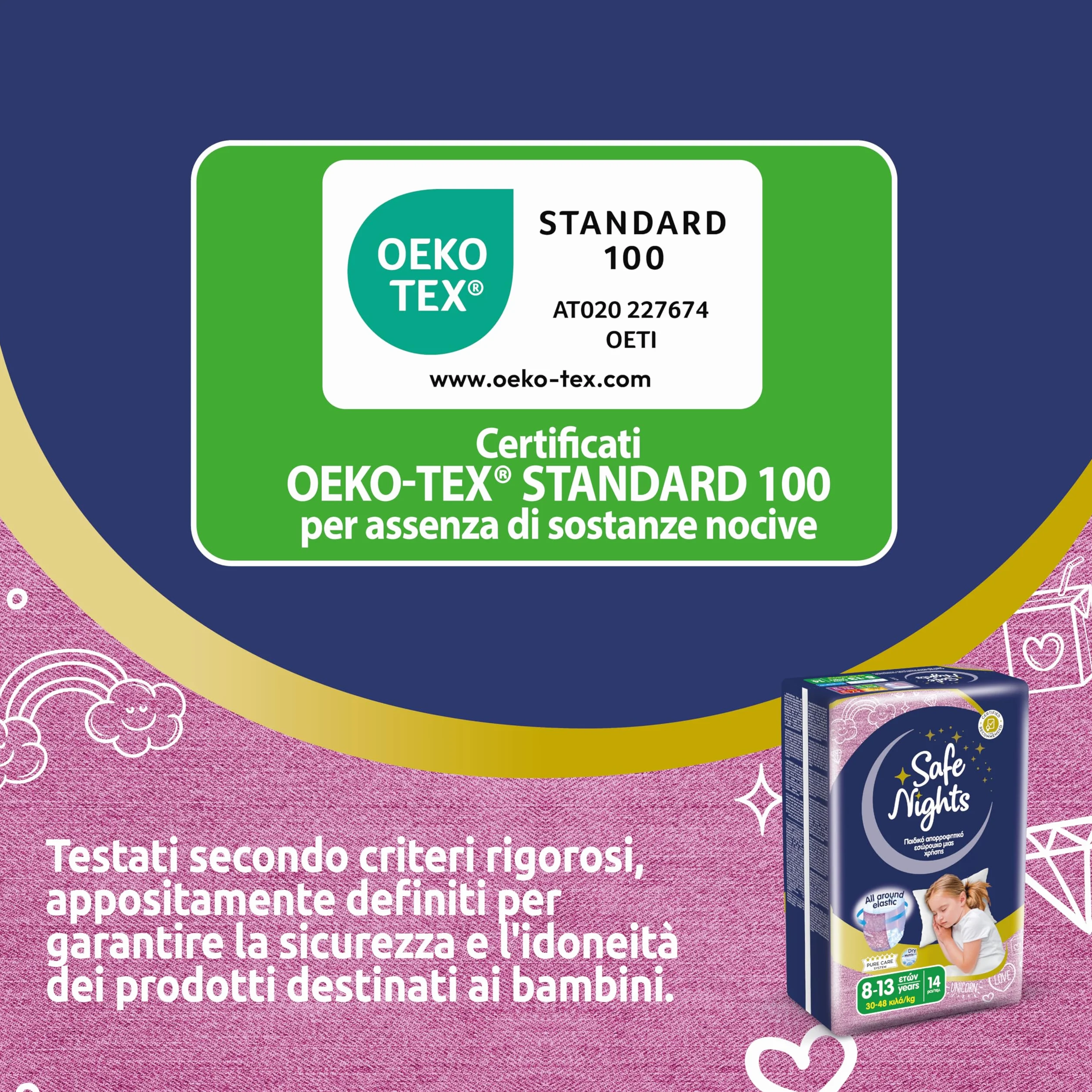 Babylino Safe Nights Girl Mutandina Assorbente Notte Bambina 8-13 anni 30-48kg 14 Unità
