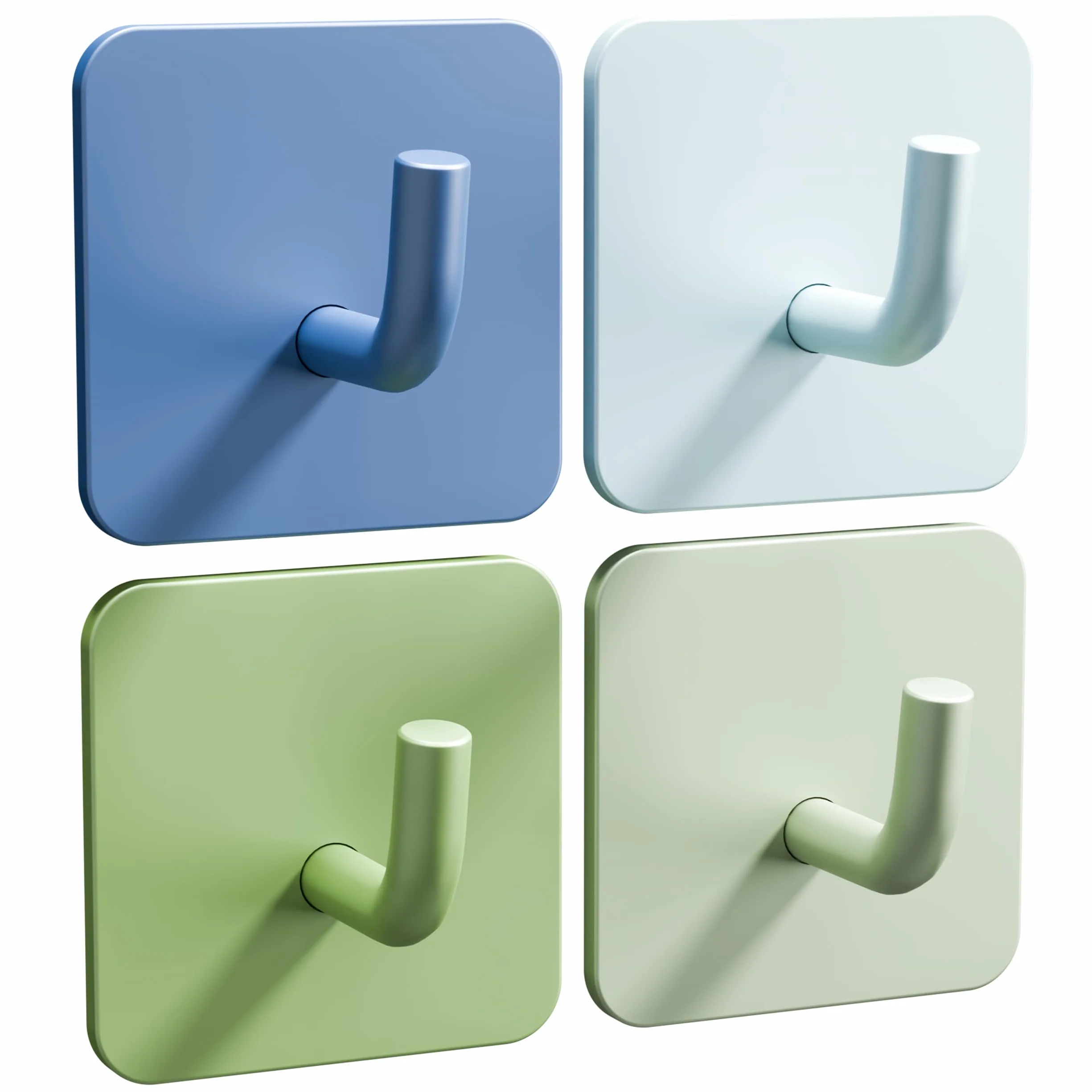 DEKAZIA Set di 4 ganci appendiabiti per bambini blu e verde adesivi da parete