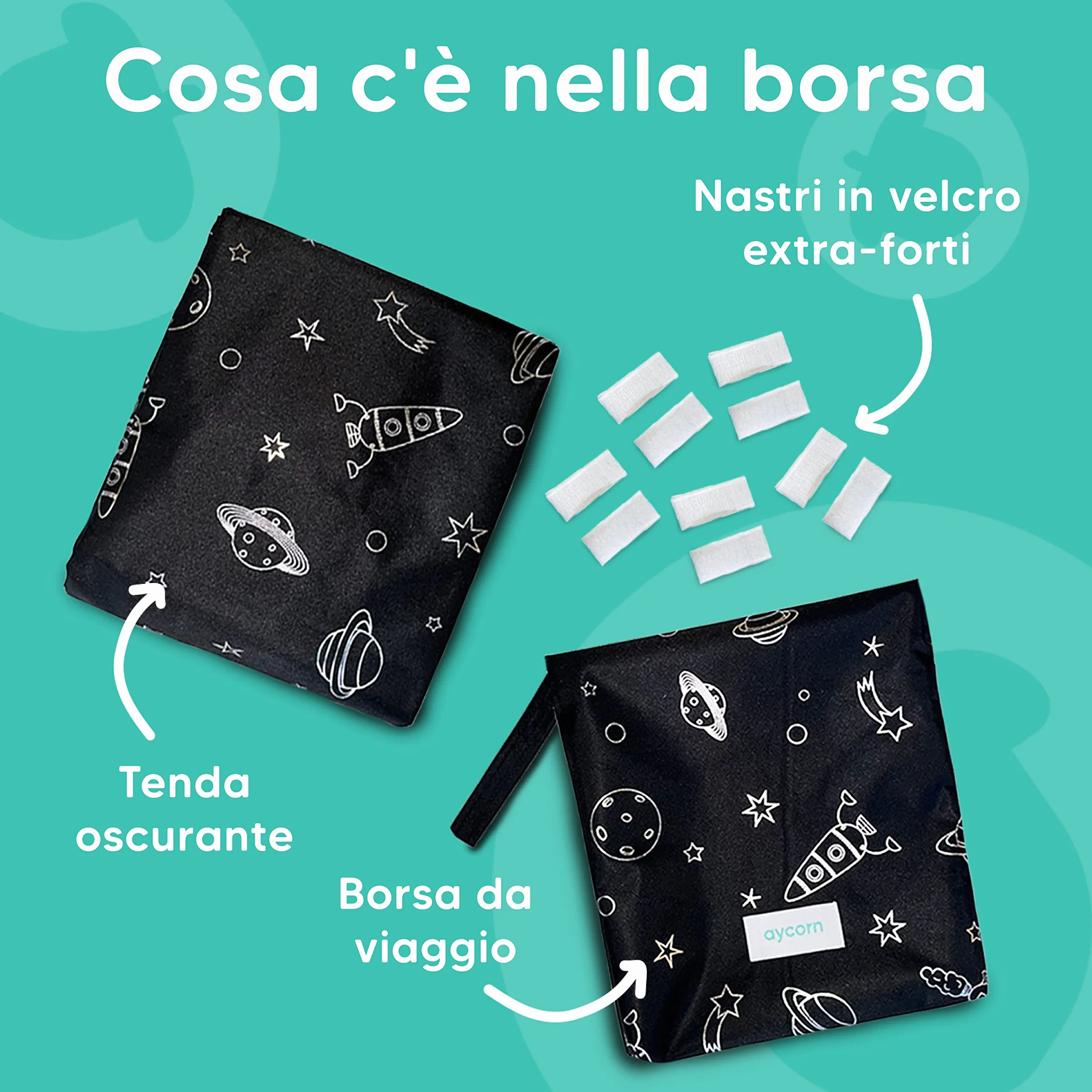 Tenda oscurante regolabile 130x200cm con ventose e nastro biadesivo