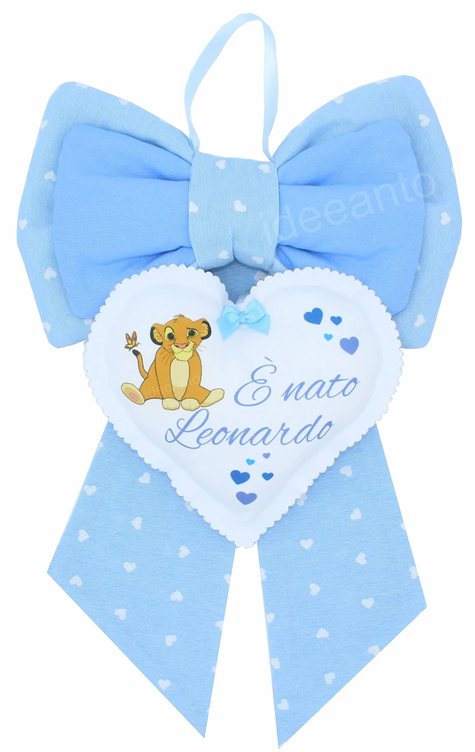Ideeanto Fiocco nascita personalizzato nome bambino Made in Italy Bimbo 12