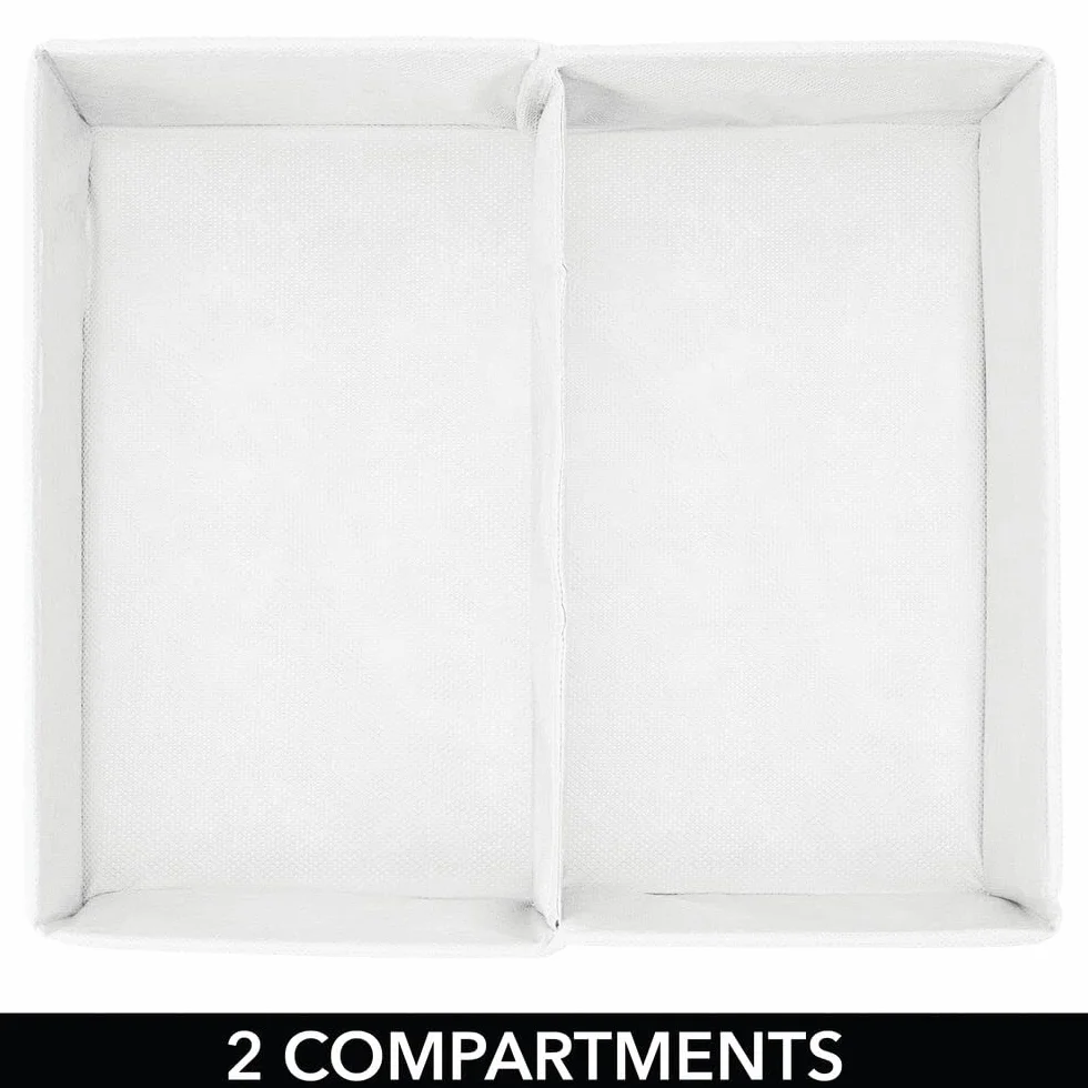 mDesign Set 3 Box portaoggetti Bimbo Organizer Armadio Calze Bavaglini Pannolini 2 Scomparti Crema Bianco