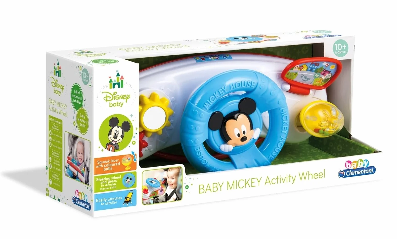 Disney Baby Clementoni Baby Mickey Volante Attività Giocattolo 10+ Mesi Gioco Passeggino Prima Infanzia Leve Ingranaggi Causa-Effetto