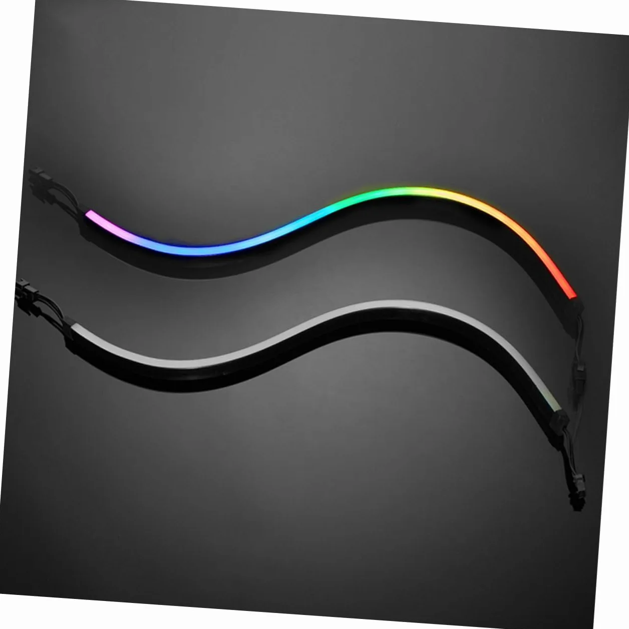 DOITOOL Barra Luminosa Rgb per Computer 5v 400mm, 2 Pezzi Argb | Nero Abs, 28 LED e Connettore 3 Pin, Adesivi Inclusi per Installazione Interna