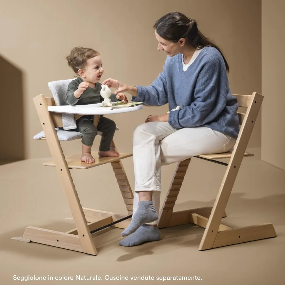 Stokke Tripp Trapp Seggiolone Natural con Vassoio Bianco per Bambini 6-36 Mesi