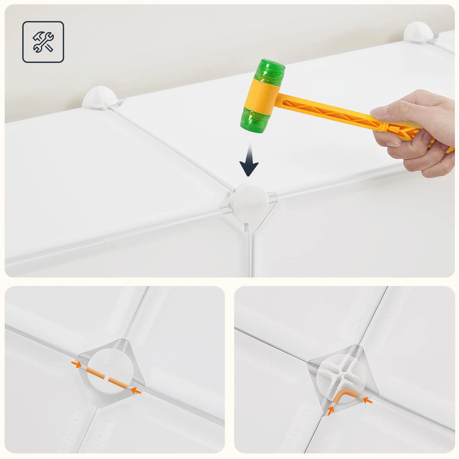 HOOBRO Armadio Modulare 16 Cubi con Ante, Portatile Guardaroba 2 Barra Appendiabiti, Bianco