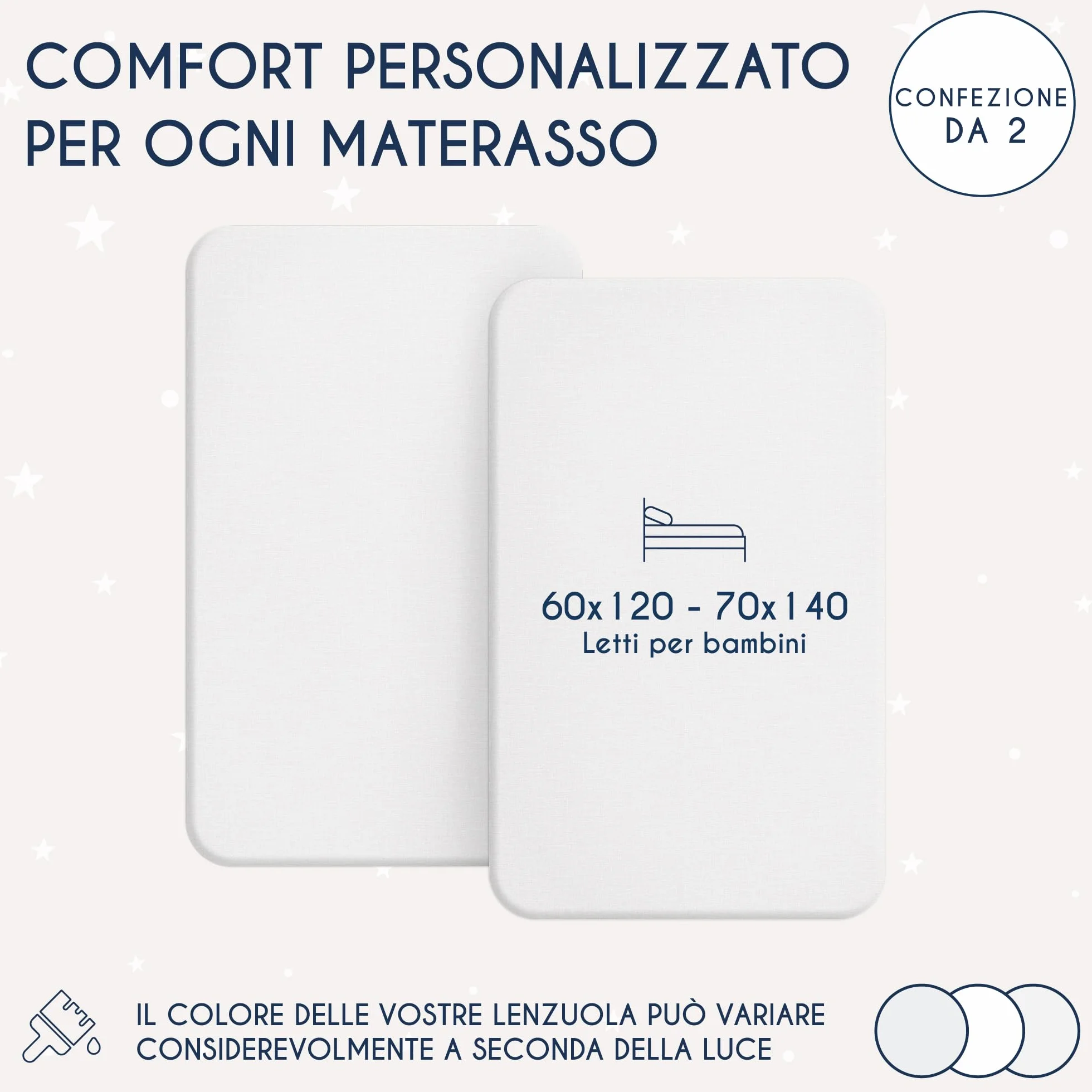 Dreamzie Lenzuolo con Angoli Cotone Bambini 60x120 70x140 Oeko Tex Bianco