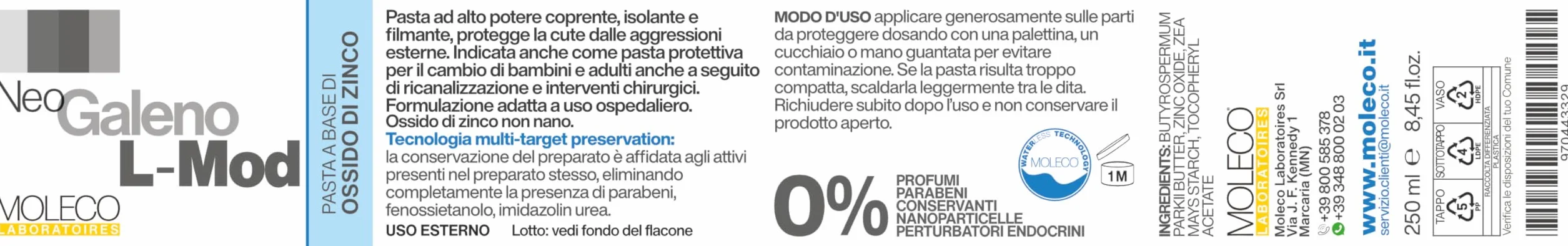 NeoGaleno Moleco Farmaceutici L-Mod pasta coprente 125 ml isolante filmante per irritazioni pannolino
