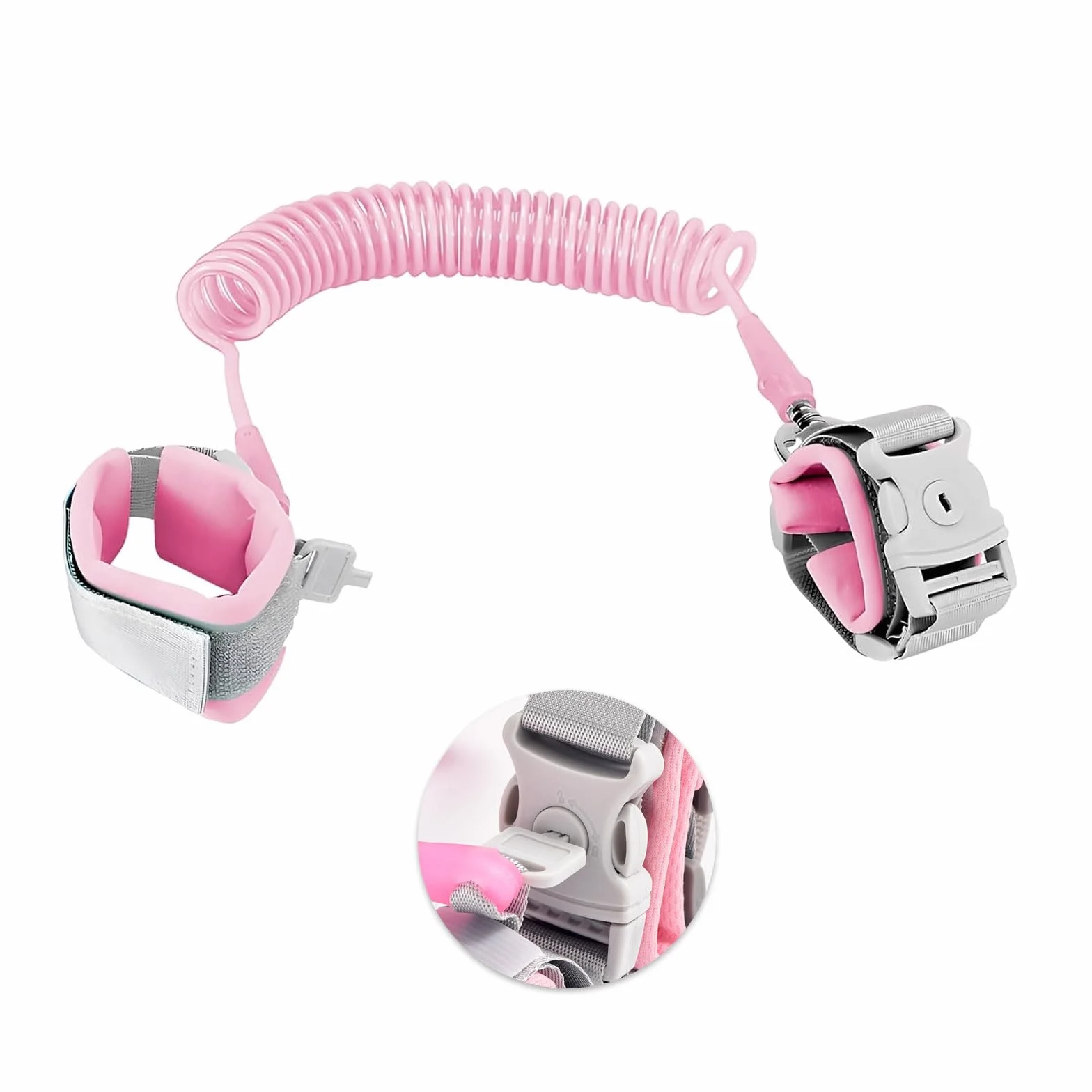 Guinzaglio per bambini 2,5M con chiave Braccialetto anti-perso regolabile 360° Rosa